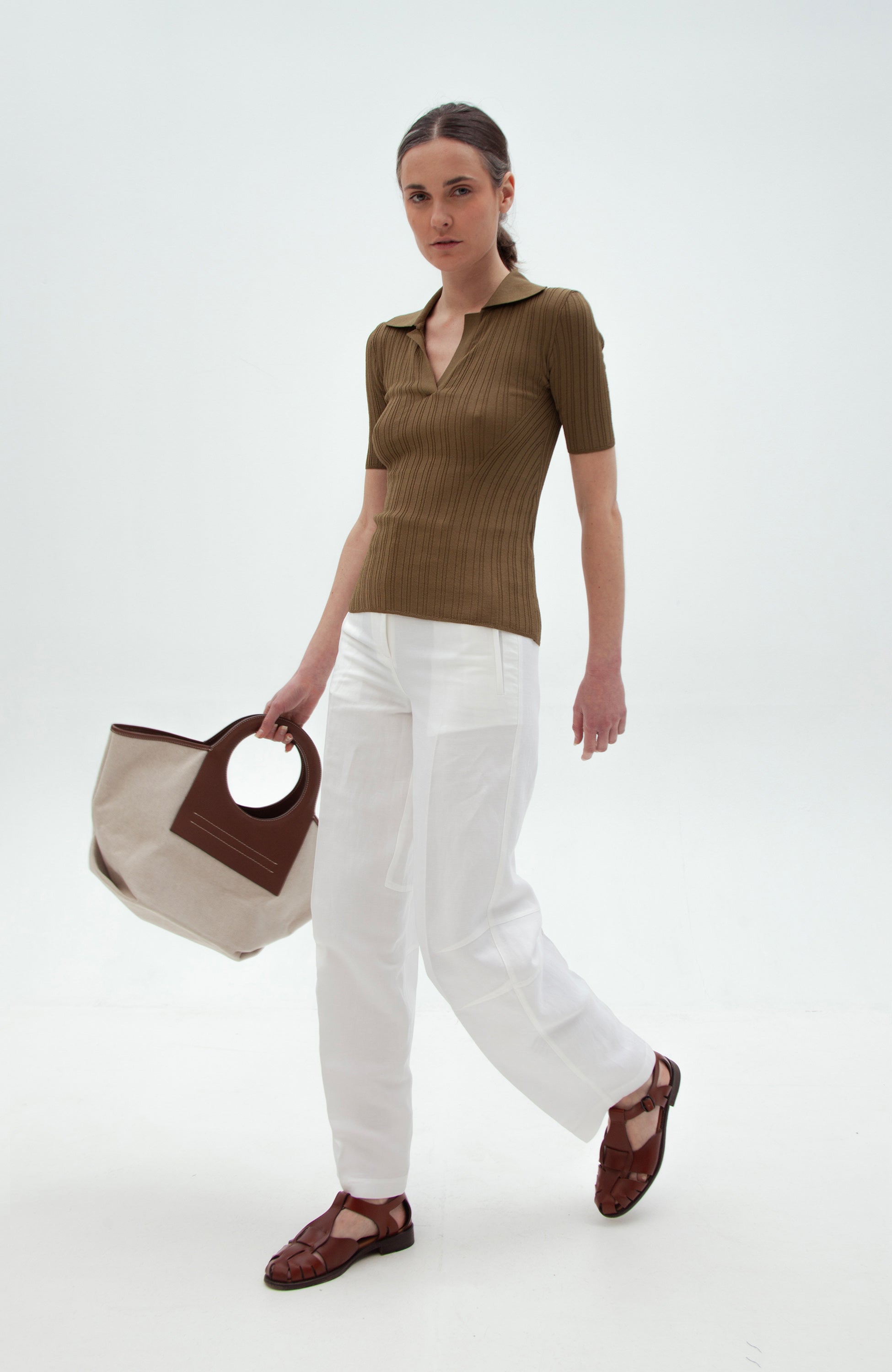 Ribbed poloneck top