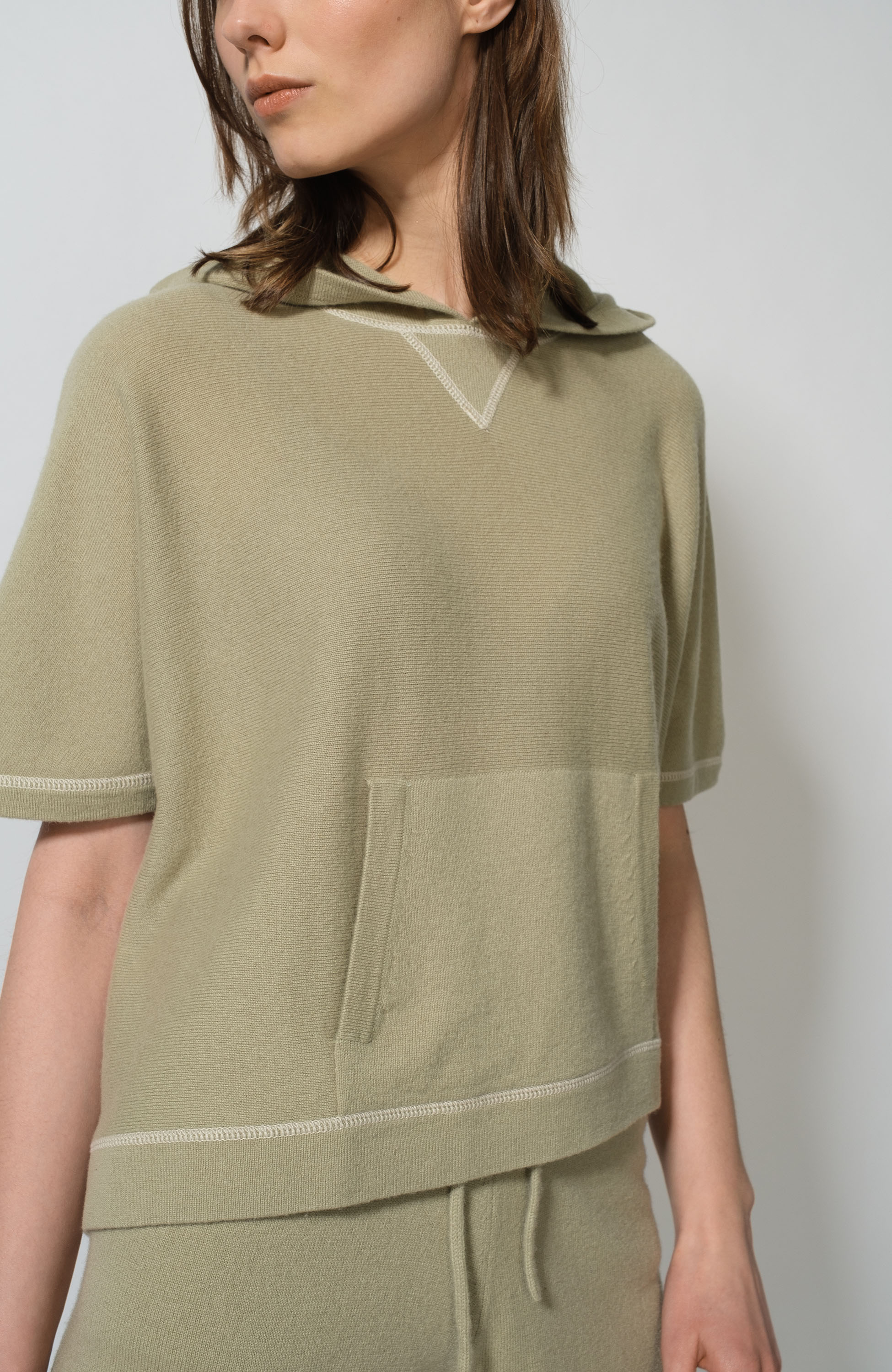 Ftc cashmere Green Kaszmirowa bluza z krótkim rękawem image 4