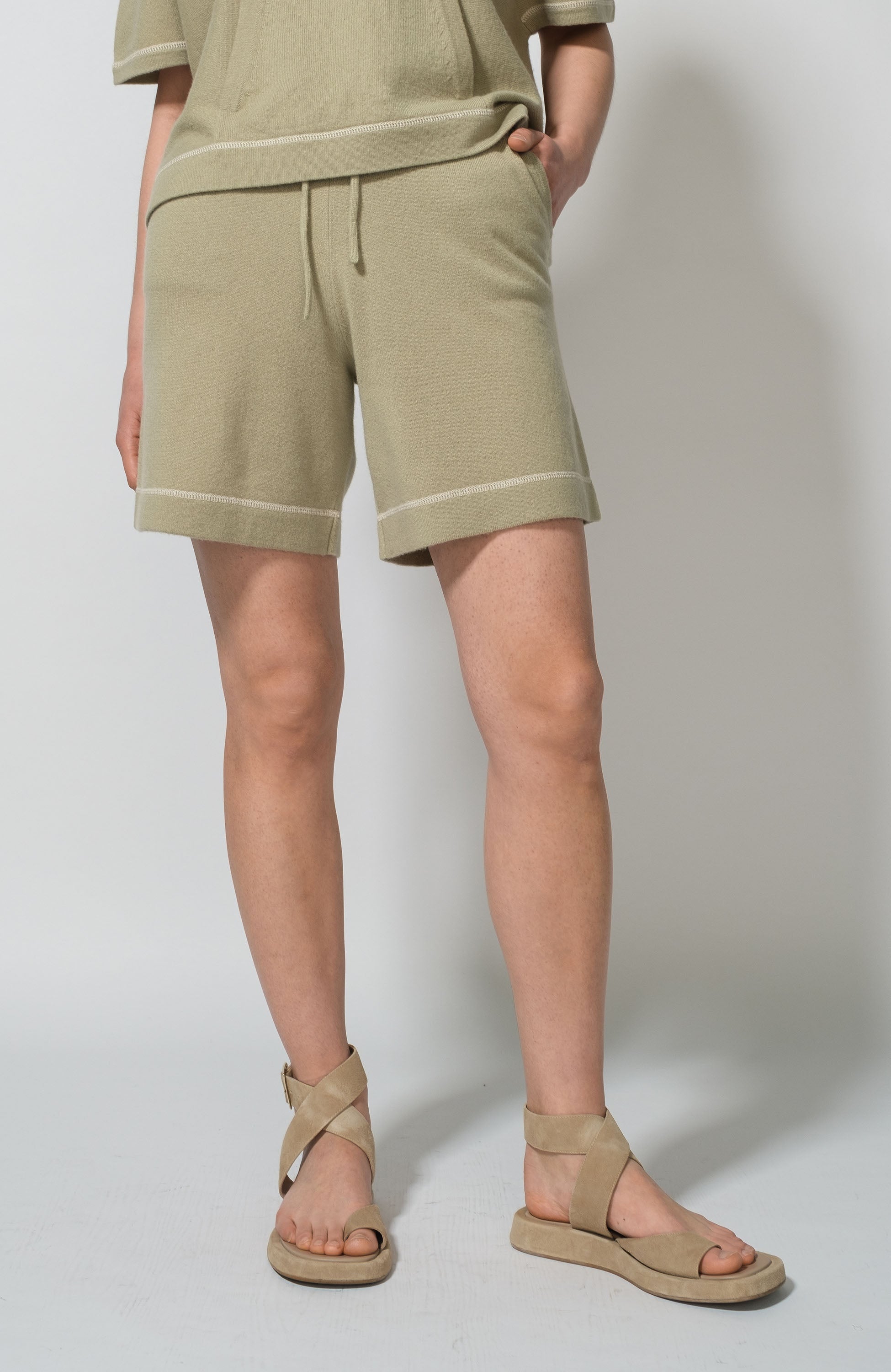 Ftc cashmere Green Kaszmirowe szorty ze sznurkiem image 2