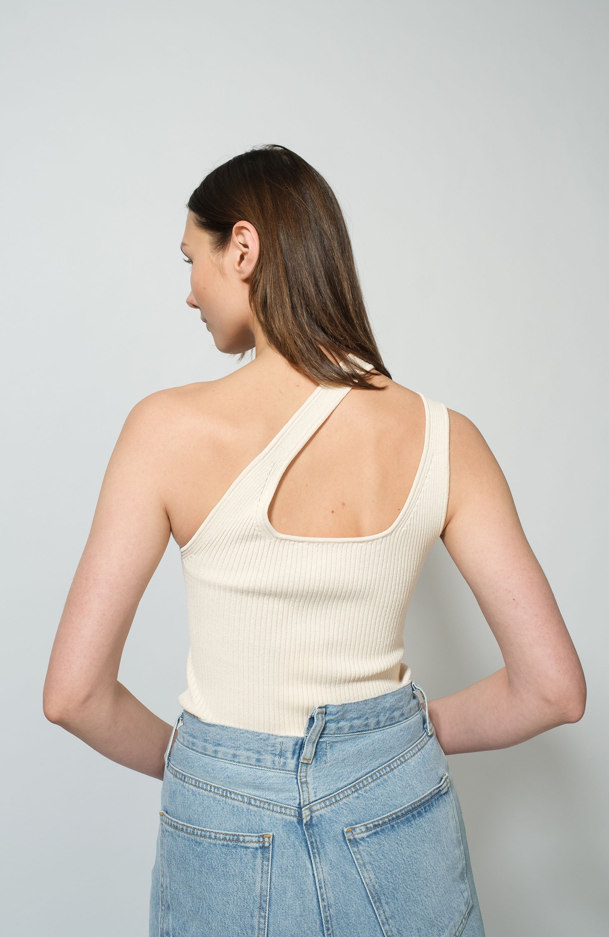 Erika cavallini Neutral Asymmetric ribbed top image 5