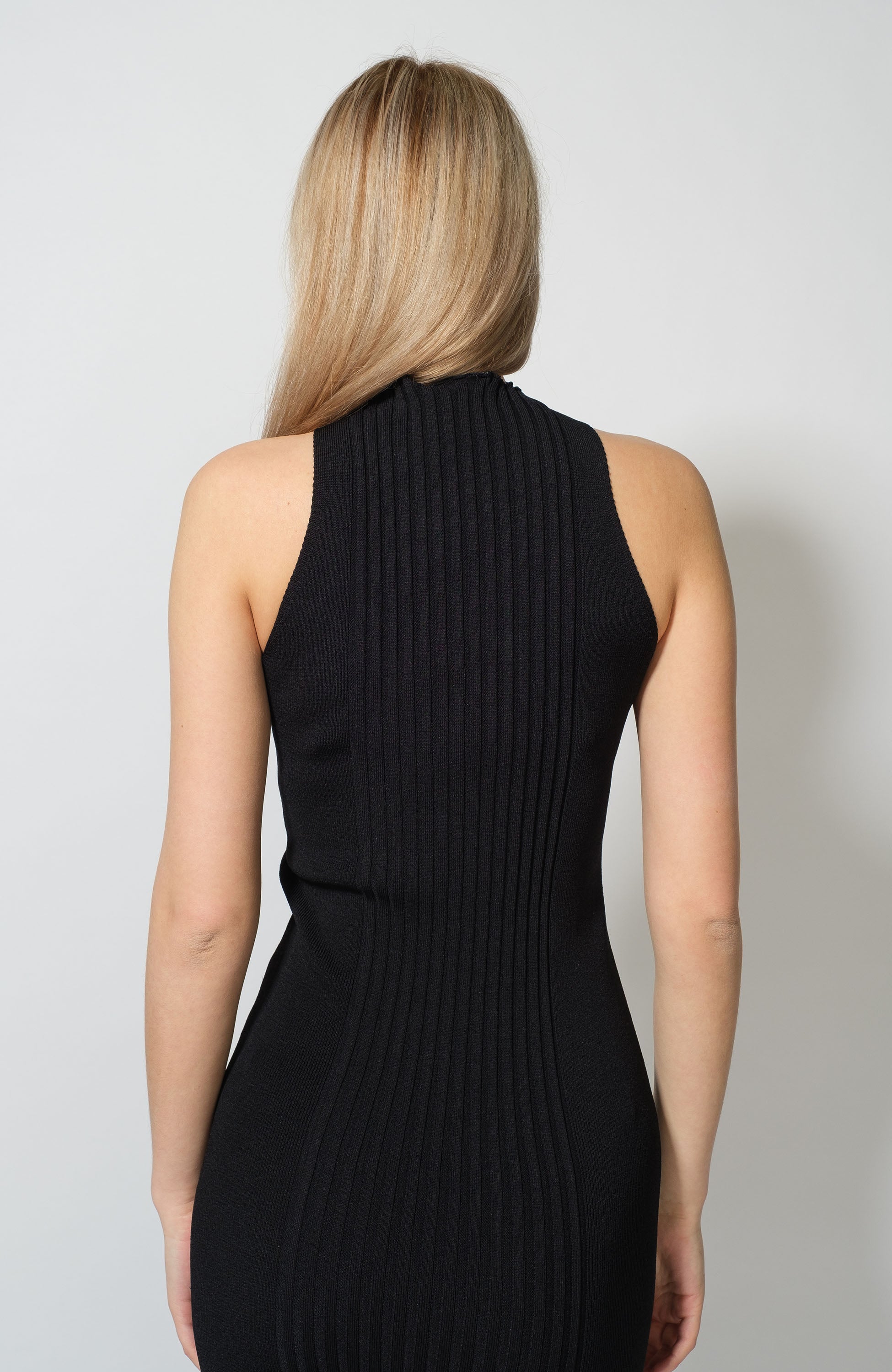 Erika cavallini Black Cross-neck ribbed dress image 3