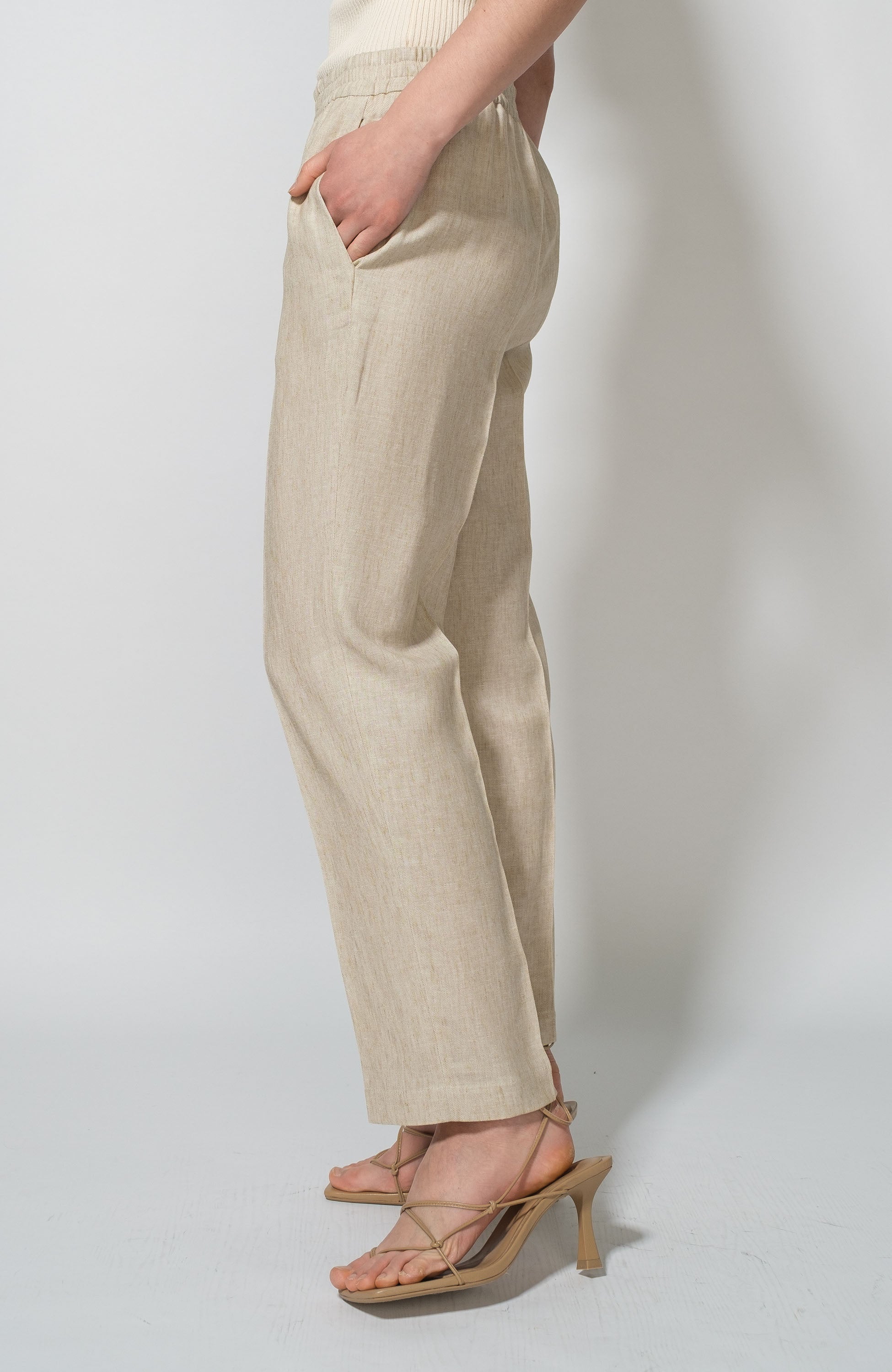 Erika cavallini Beige Straight linen trousers image 4