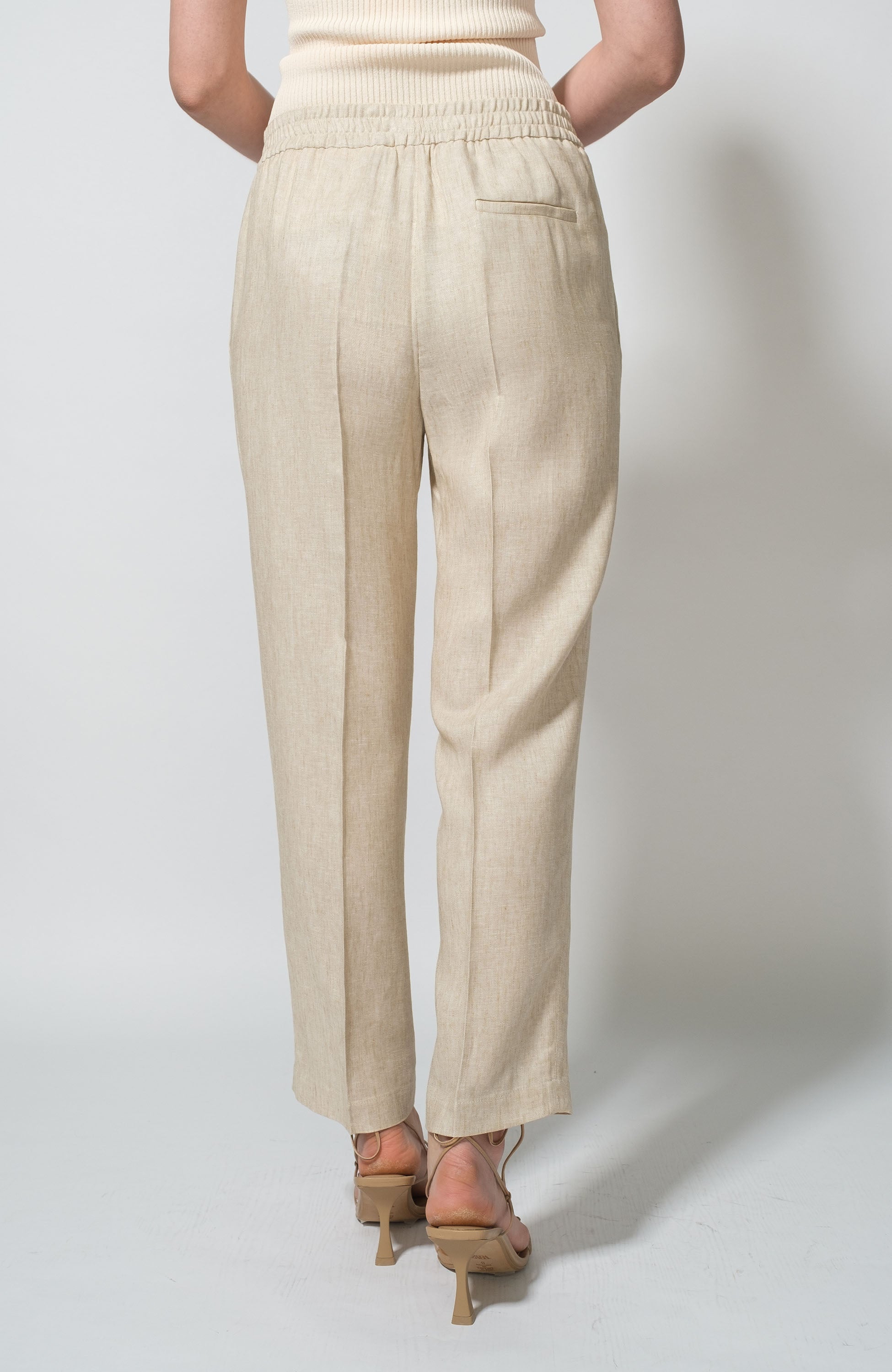 Erika cavallini Beige Straight linen trousers image 3