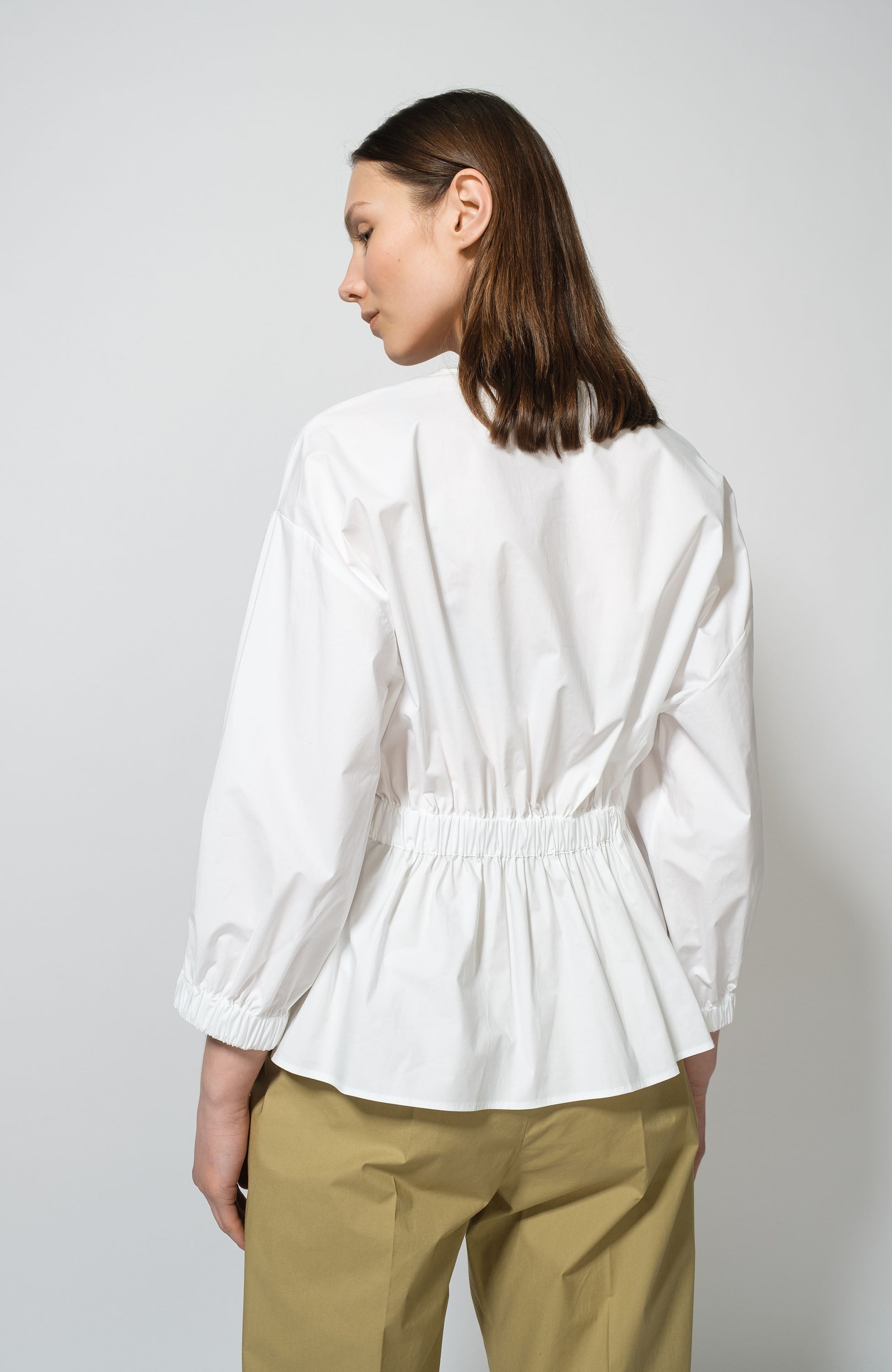 Erika cavallini White Peplum-hem cotton blouse image 5