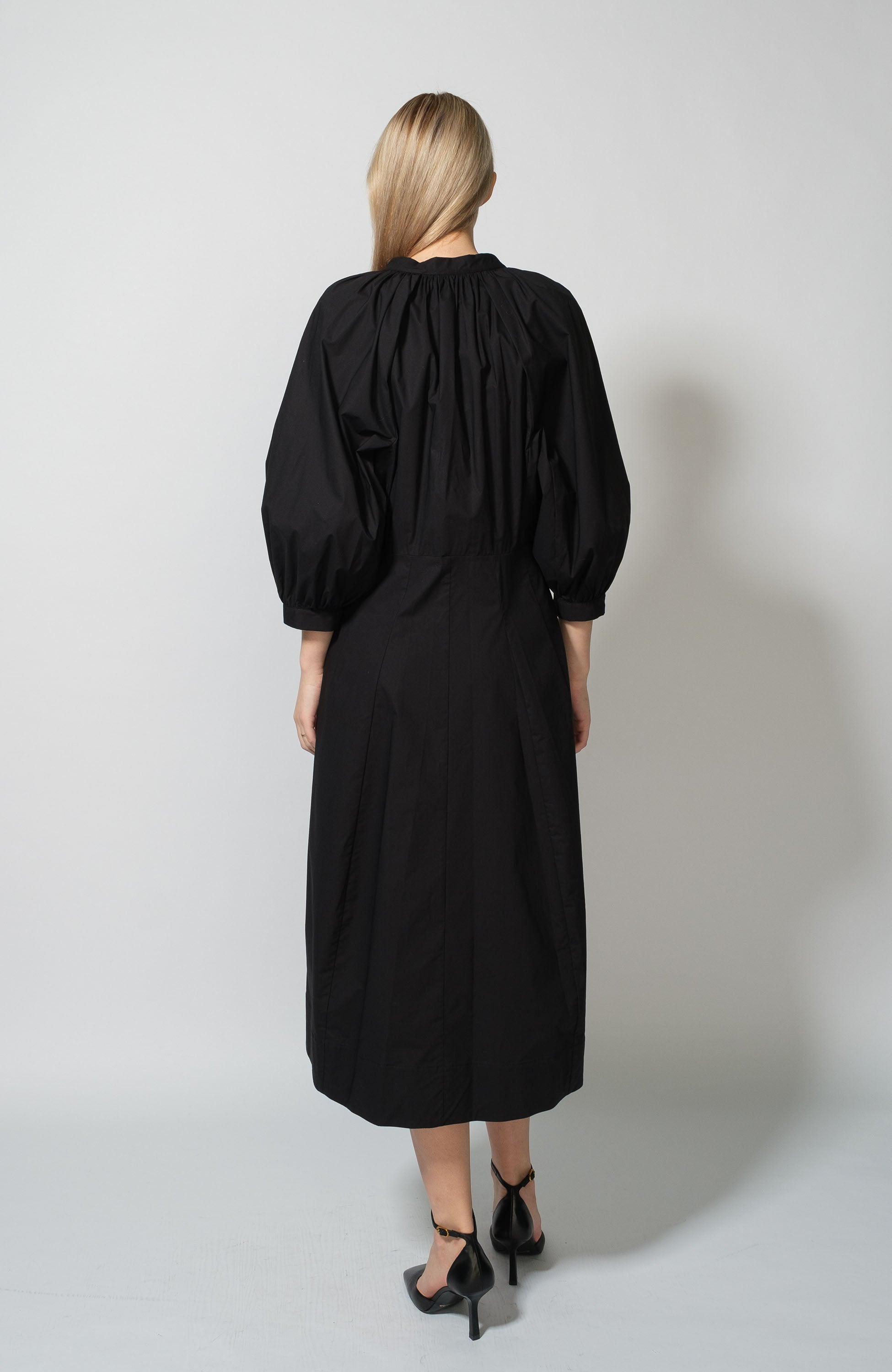 Erika cavallini Black Dart fold midi dress image 5