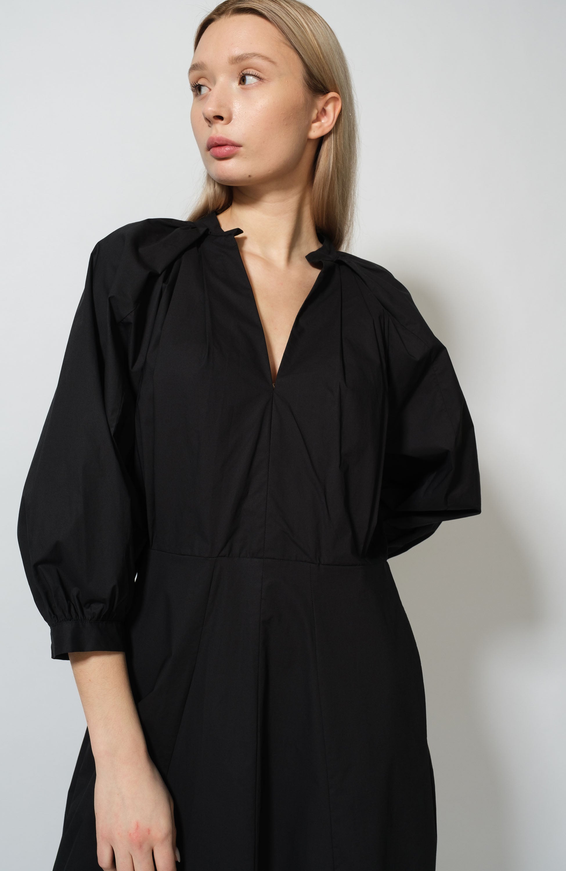 Erika cavallini Black Dart fold midi dress image 3