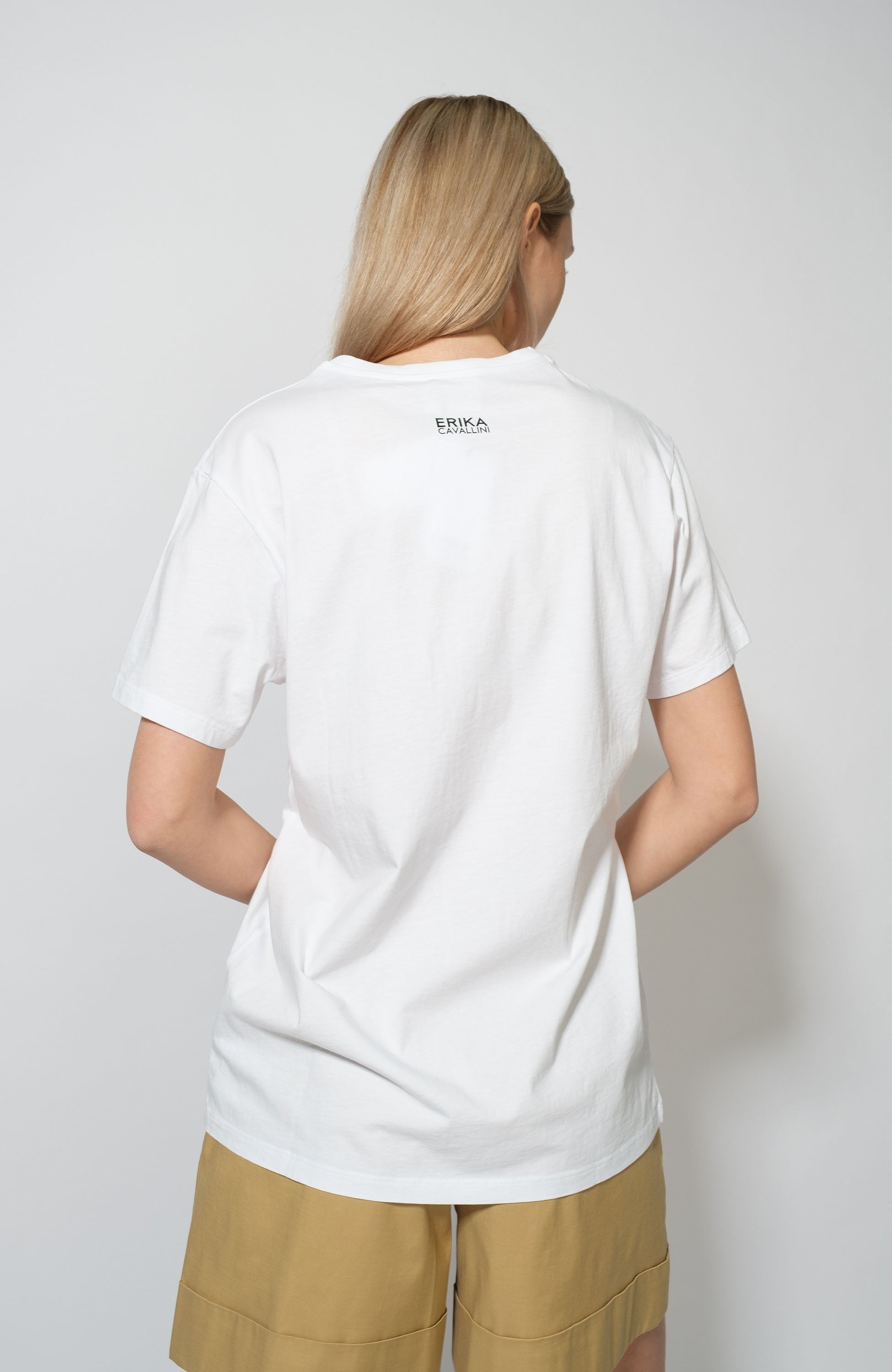Erika cavallini White Text-printed cotton t-shirt image 3