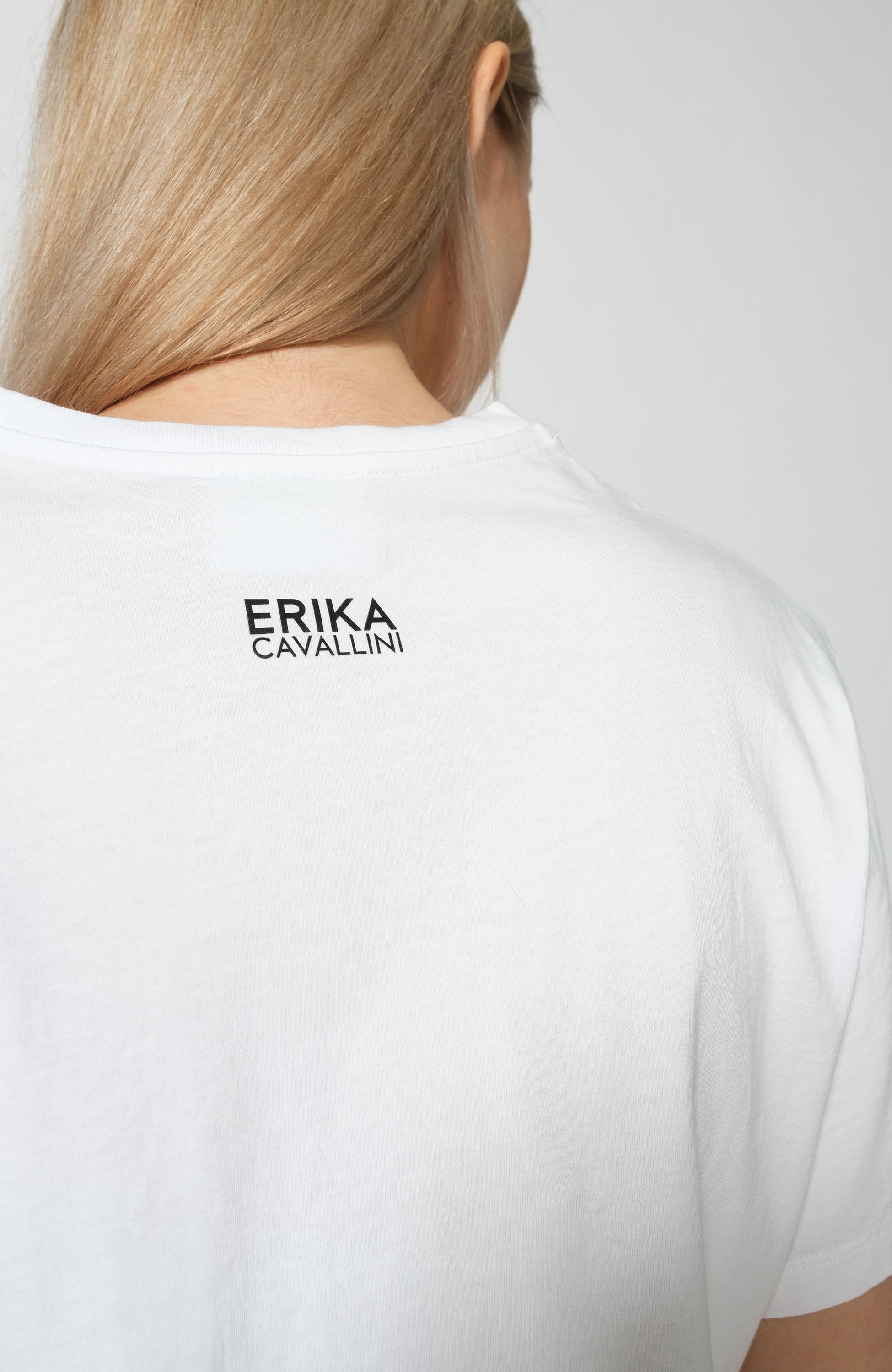 Erika cavallini White Text-printed cotton t-shirt image 4