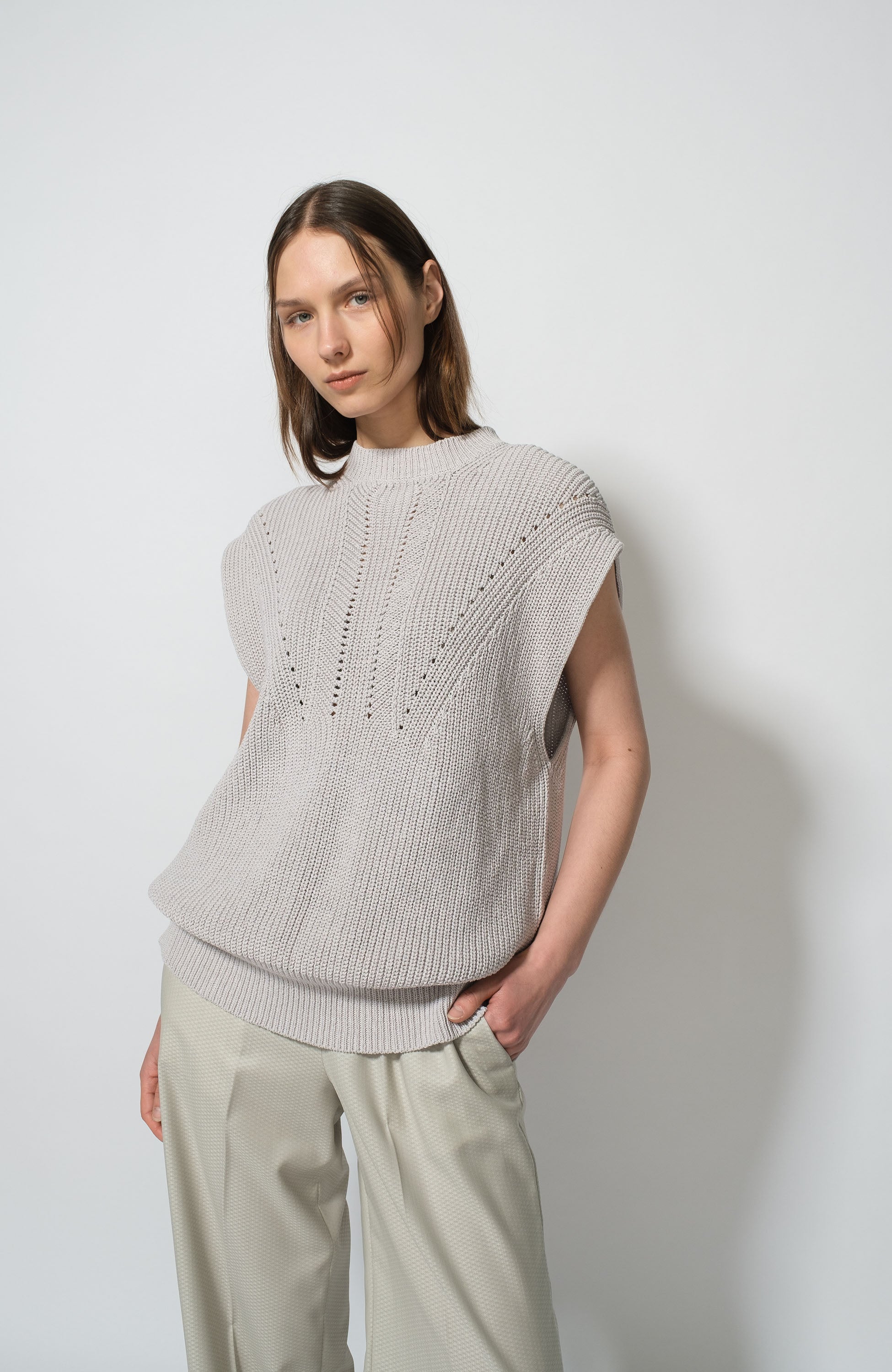 Erika cavallini Grey Kootud puuvillane vest image 3