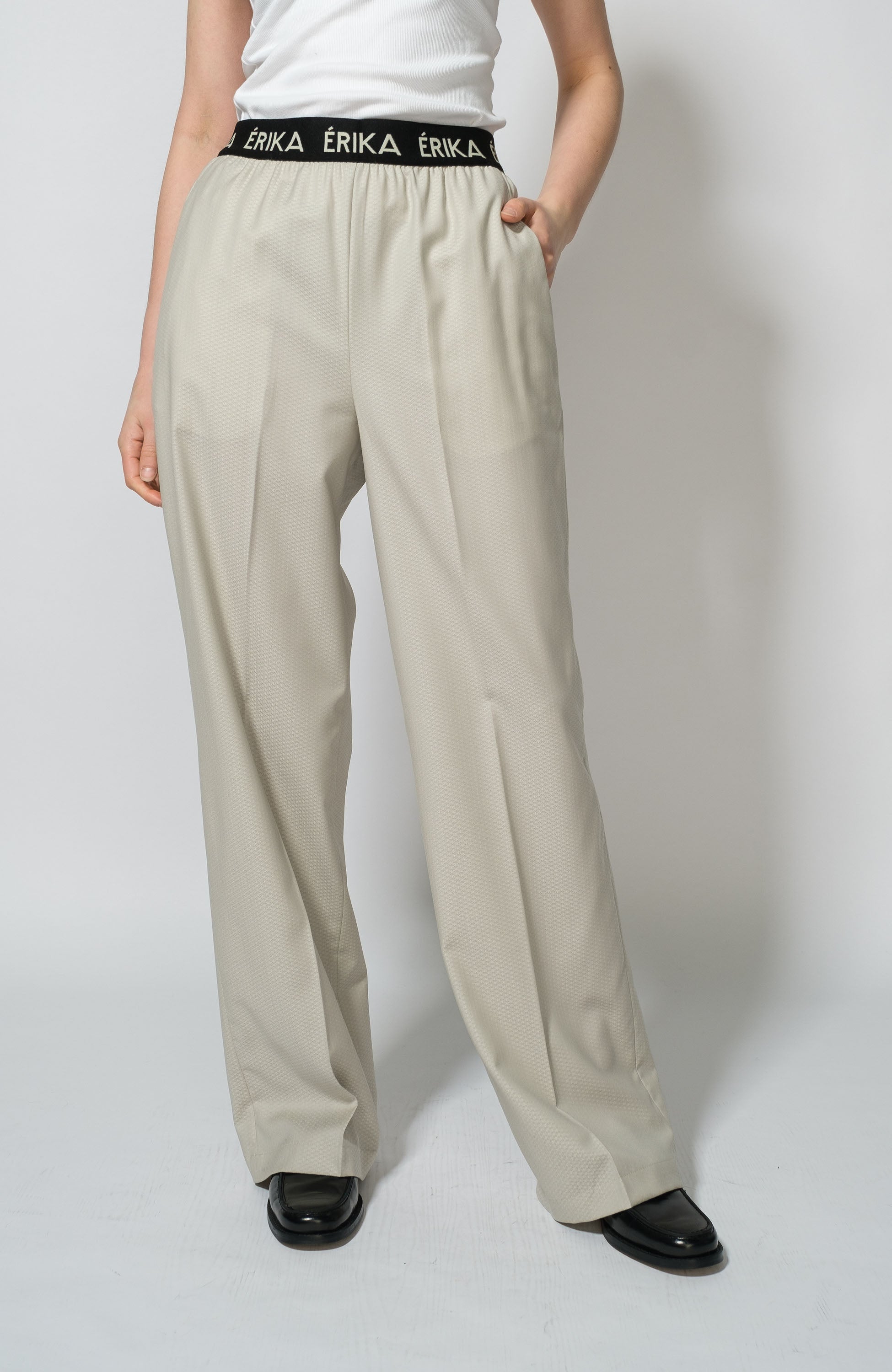 Erika cavallini Grey Logo waistband straight trousers image 2