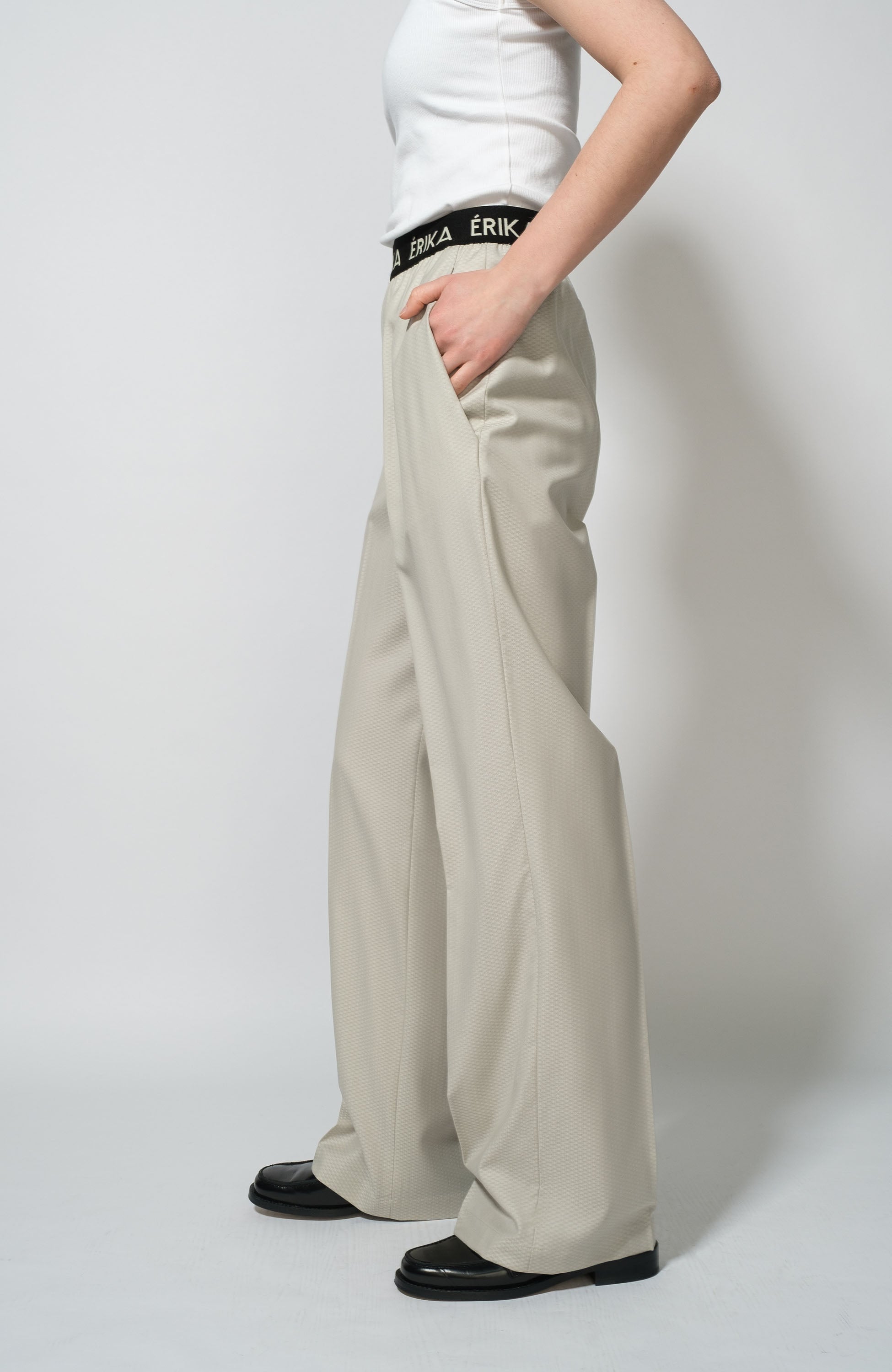 Erika cavallini Grey Logo waistband straight trousers image 3