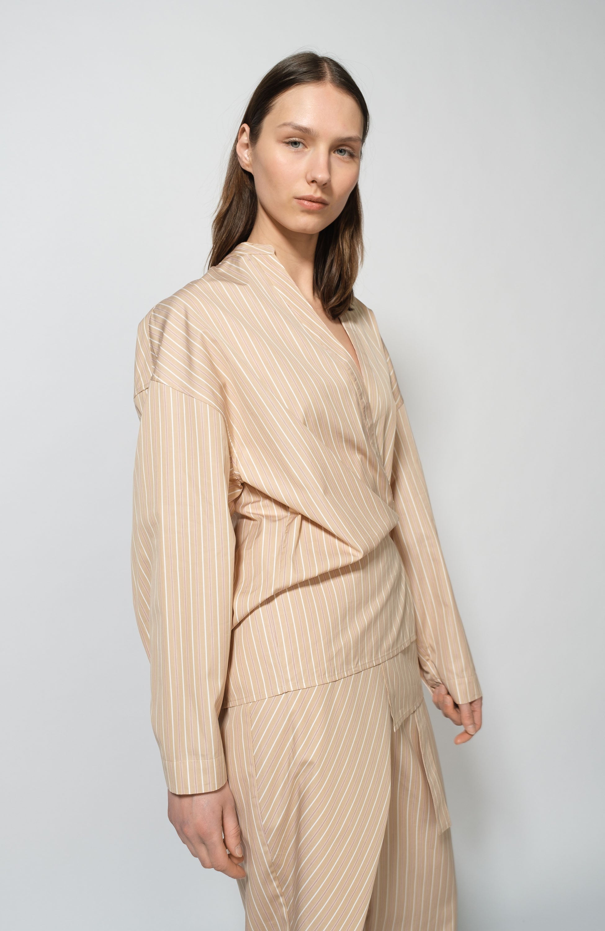 Erika cavallini Beige Assymetric cotton blouse image 3