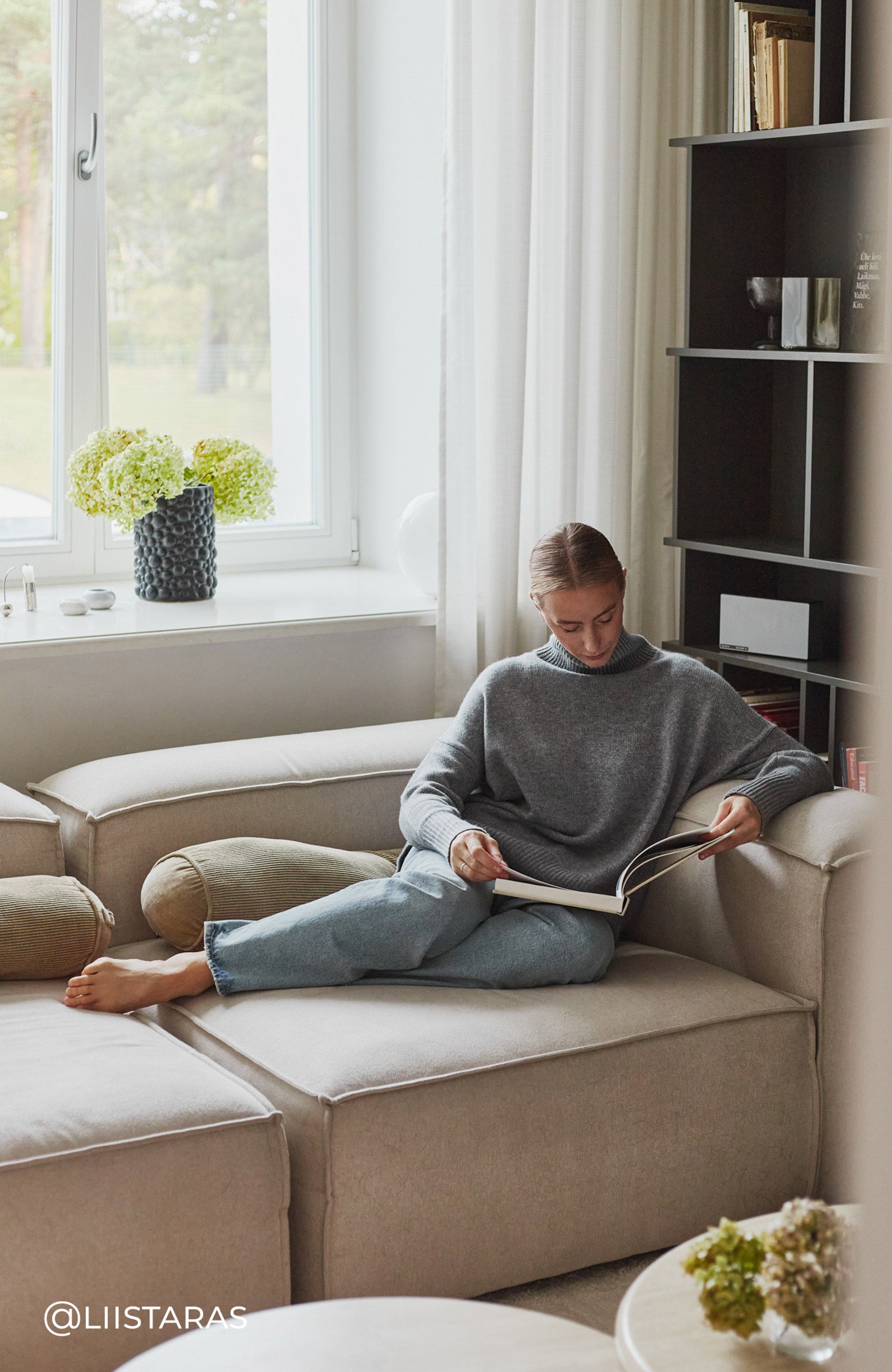 Lisa yang Grey Vaba lõikega püksid kašmiirist jema image 5