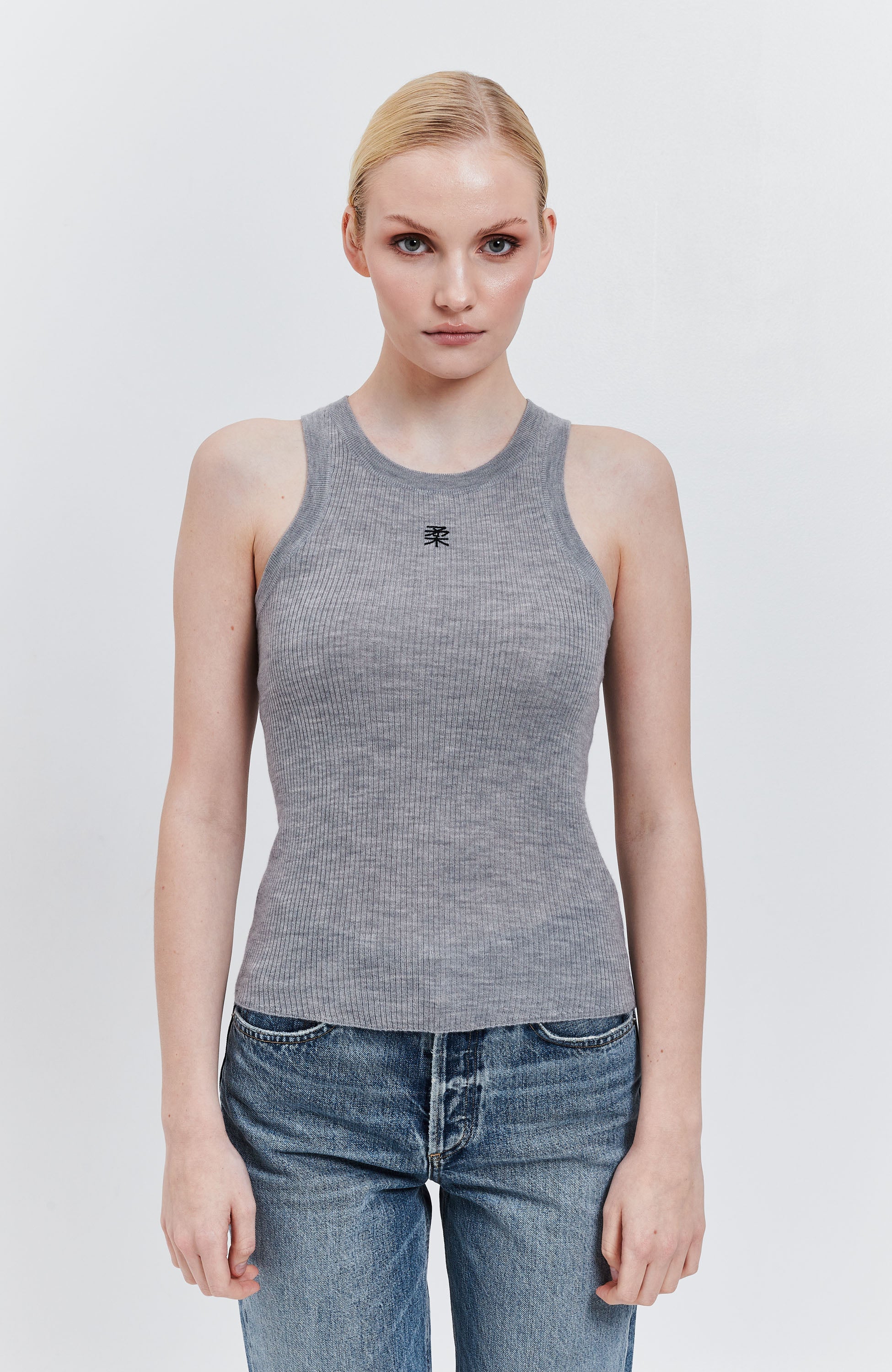 Lisa yang Grey Fine knit ribbed top kyle camisole image 1