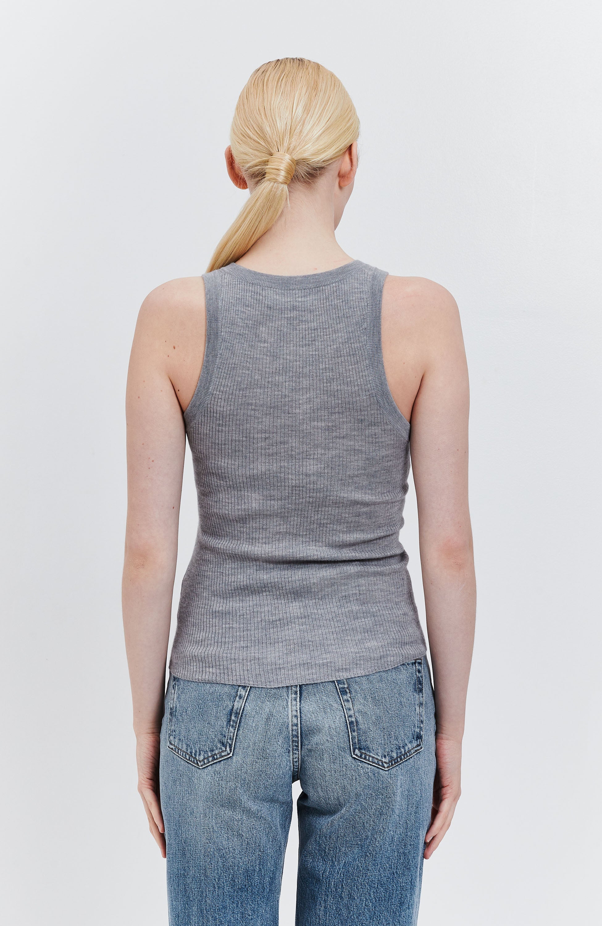 Lisa yang Grey Fine knit ribbed top kyle camisole image 3