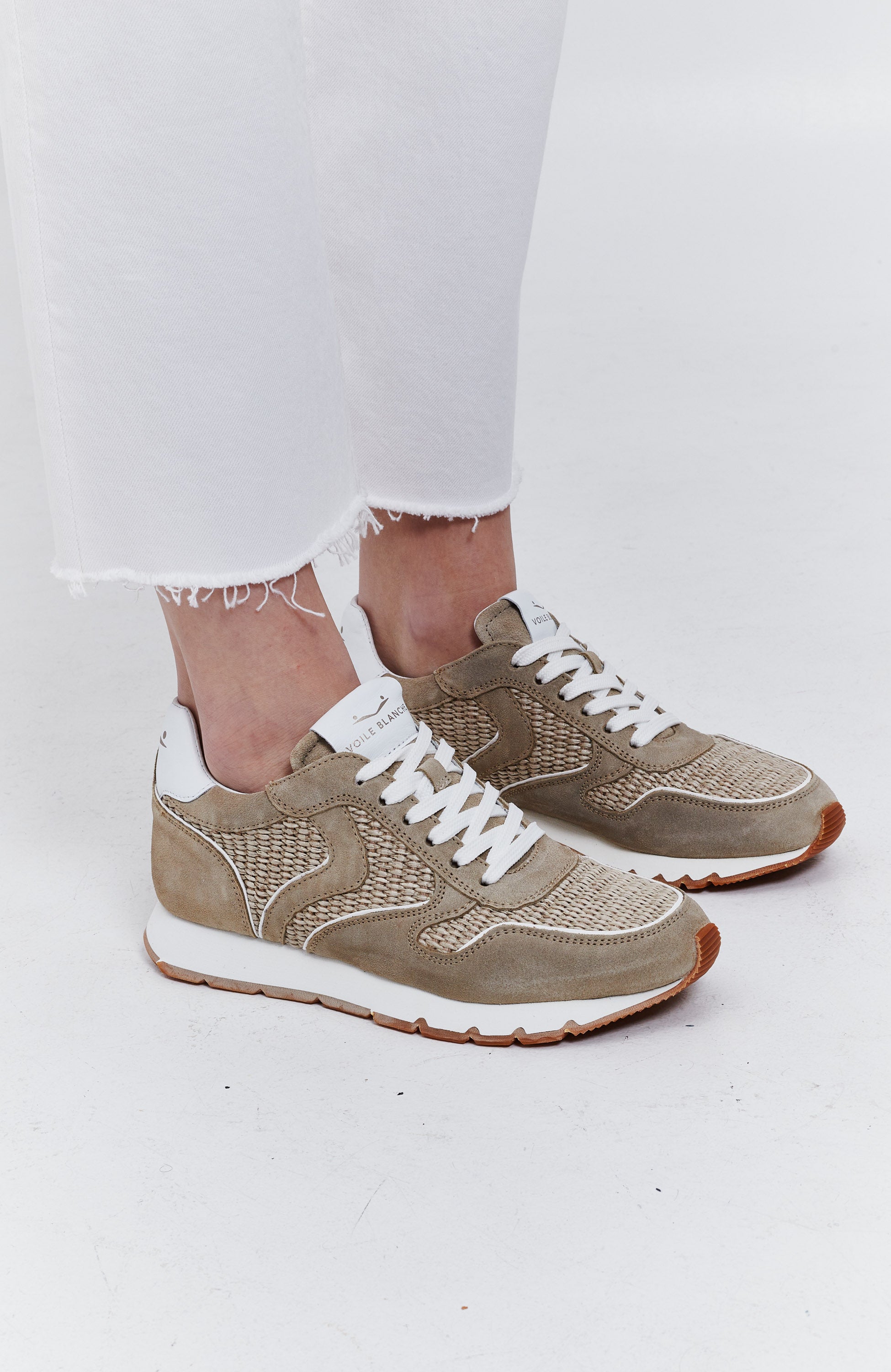 Voile blanche Beige Suede mesh-detail sneakers julia image 8
