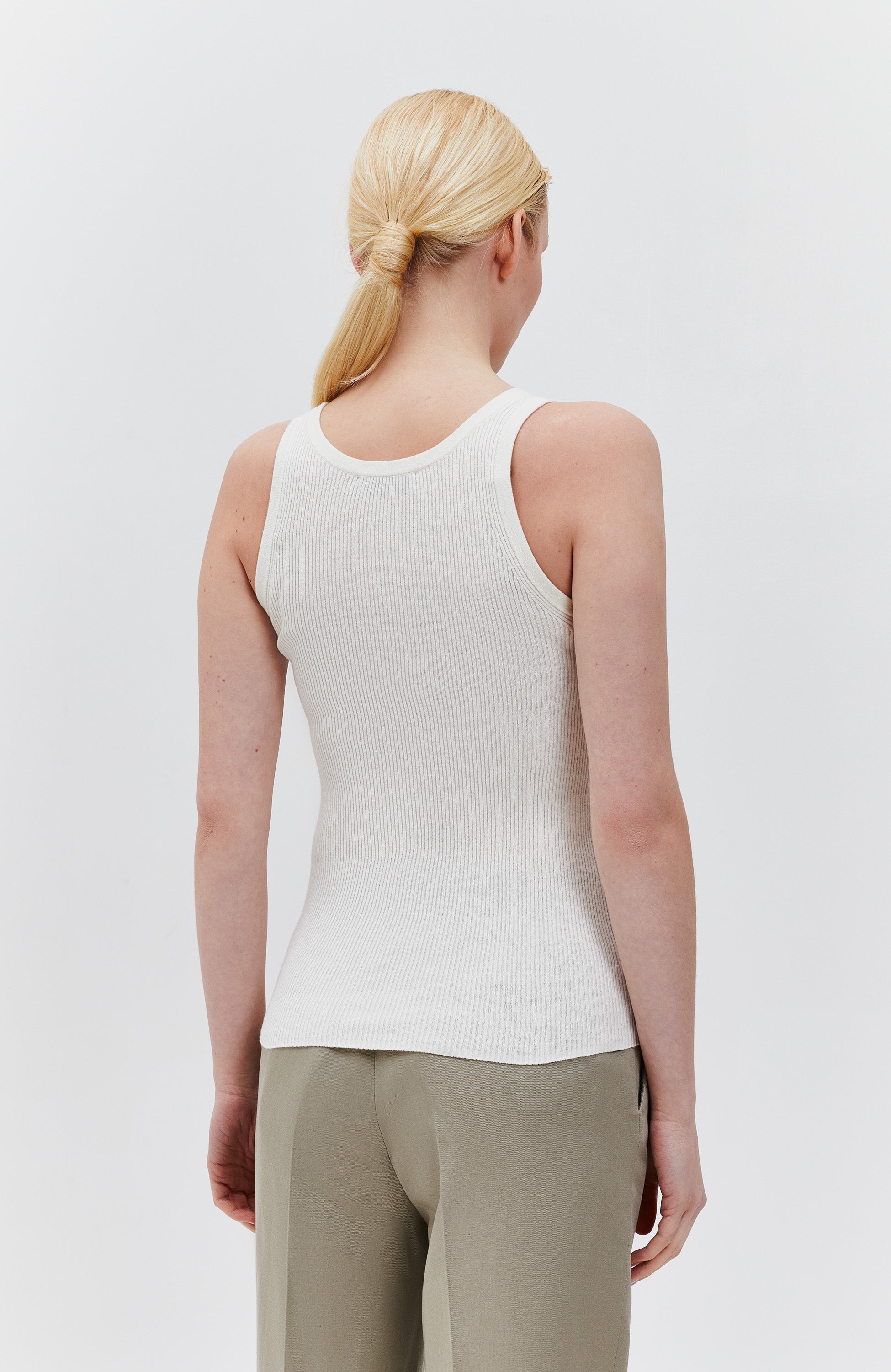 Tiger of sweden White Ribbed knit top rayer image 3
