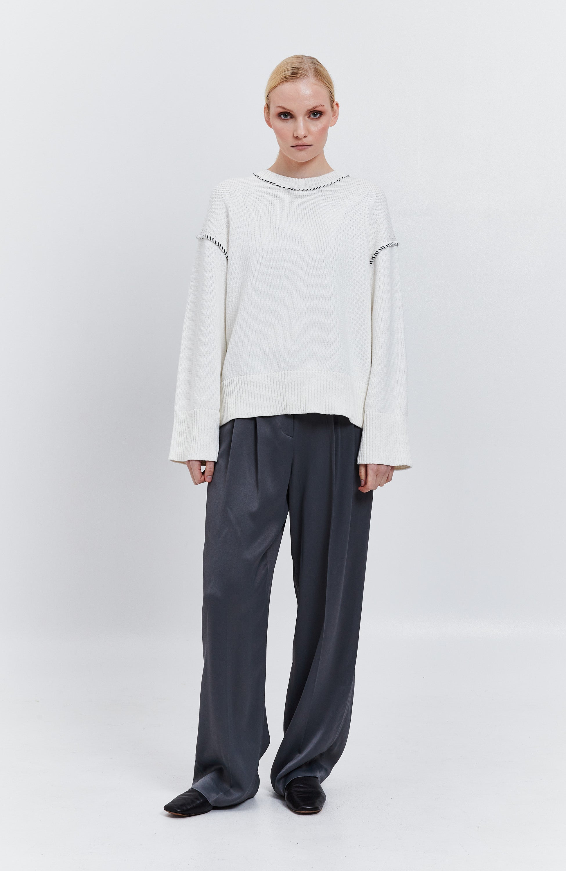 Stitched crewneck pullover