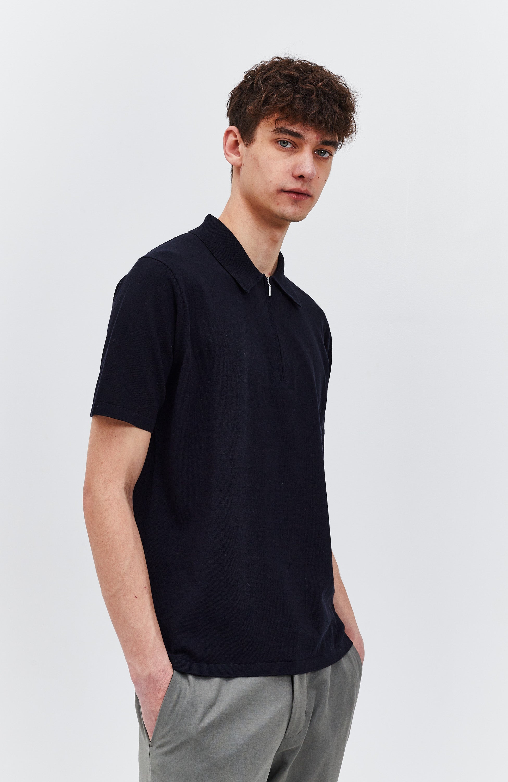Tiger of sweden Navy Half-zip polo shirt orbit ss image 3