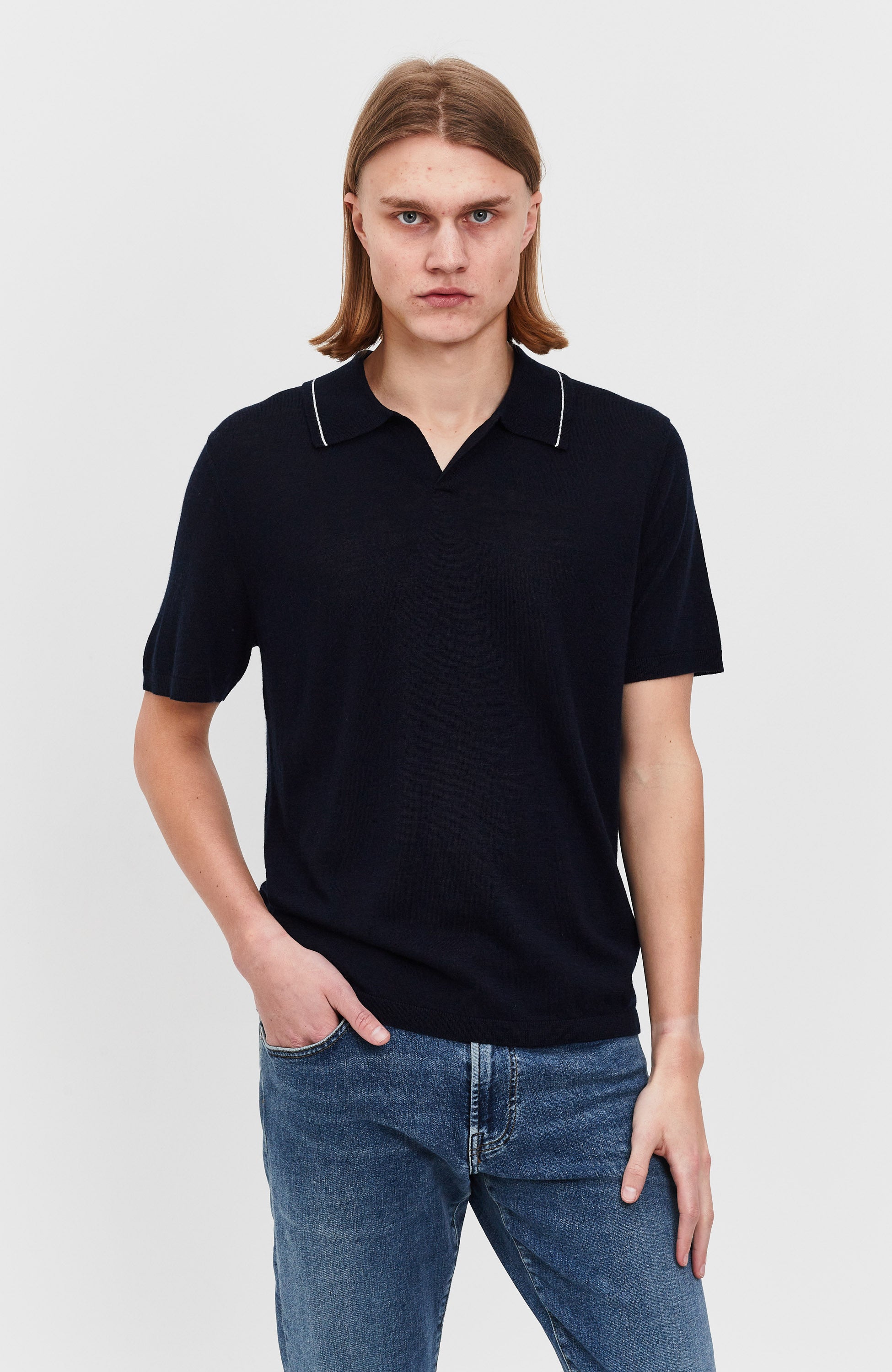 Fine-knit polo-shirt