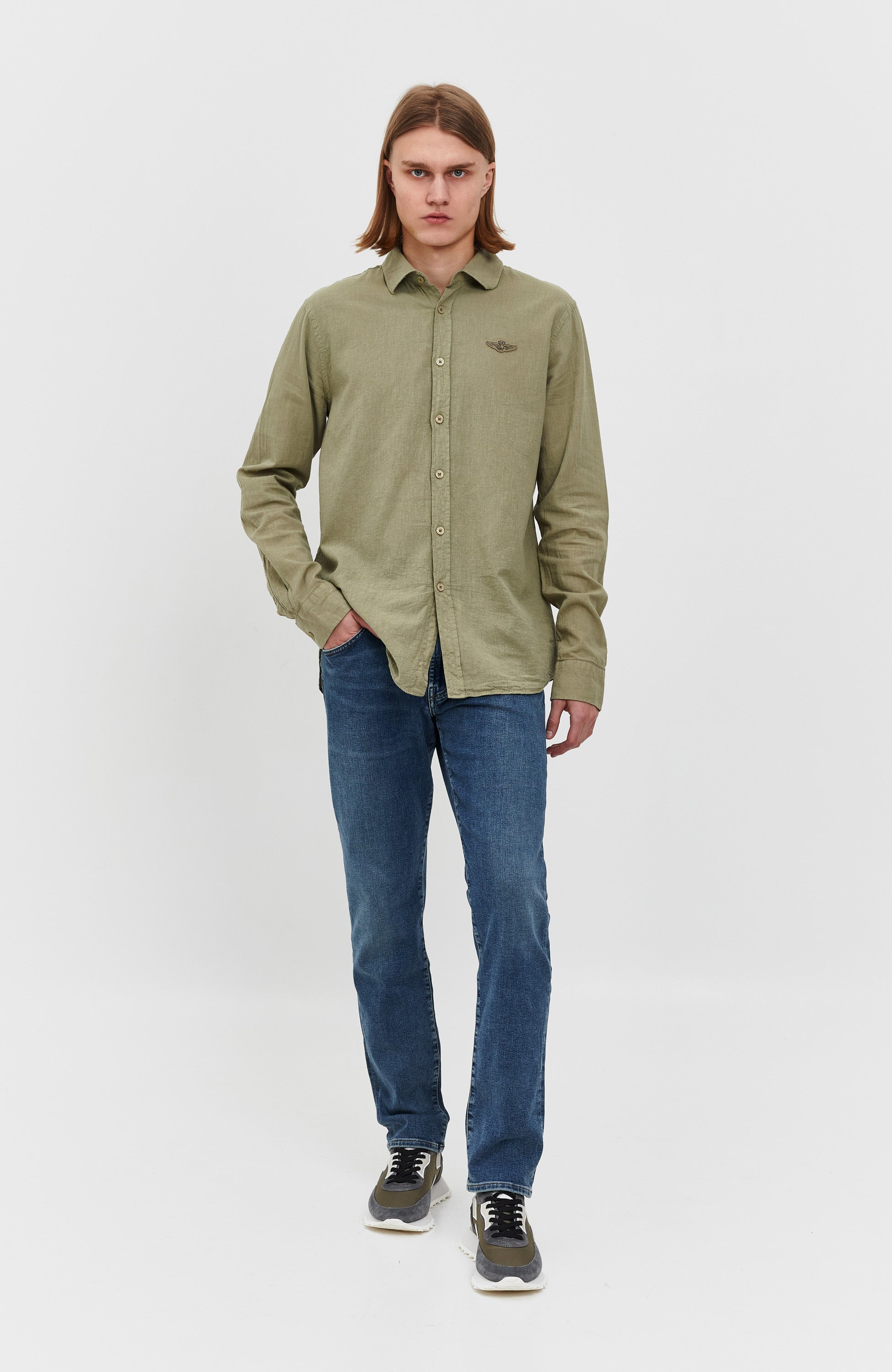 Aeronautica militare Green Cotton linen shirt image 6