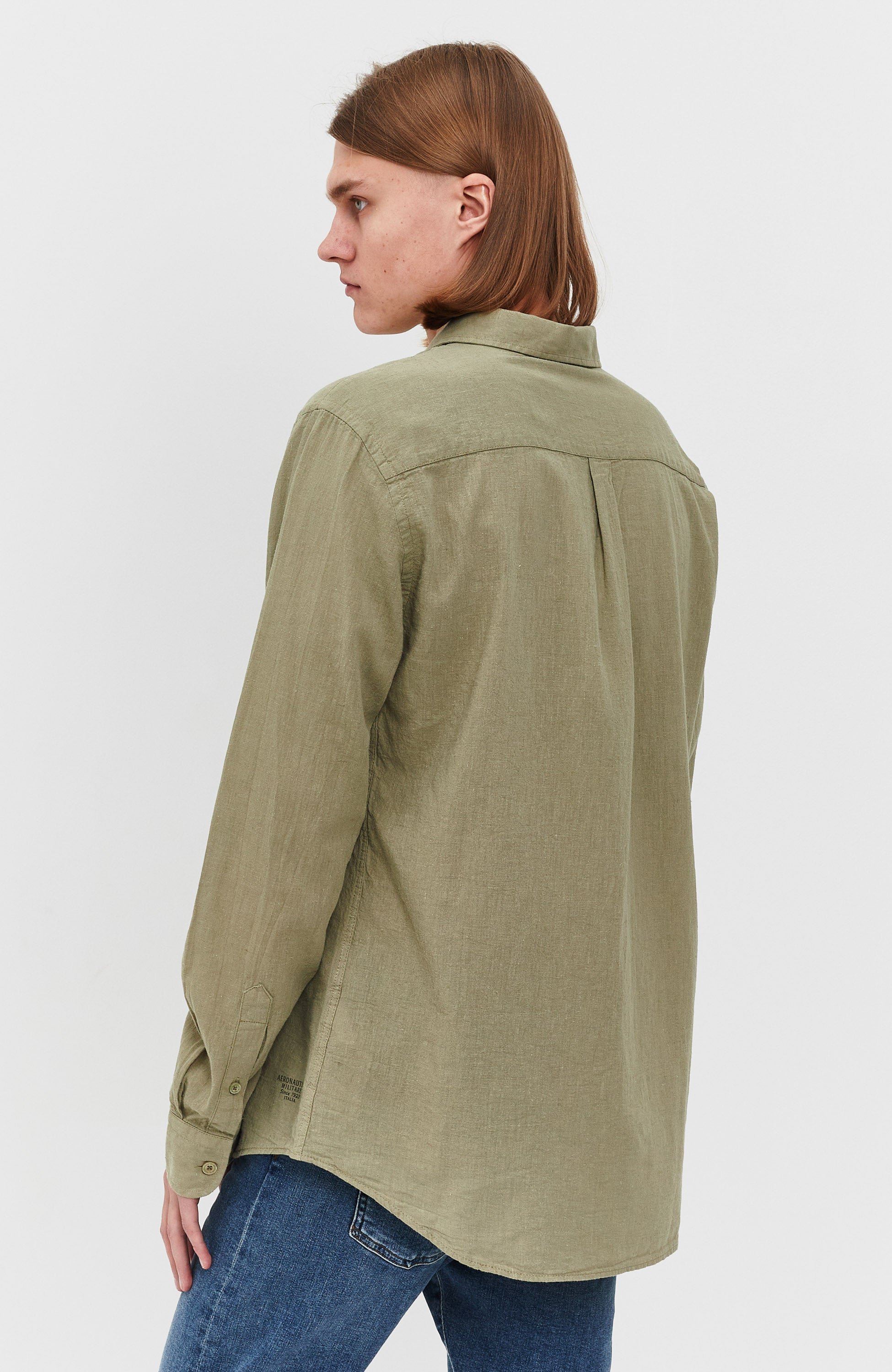 Aeronautica militare Green Cotton linen shirt image 3