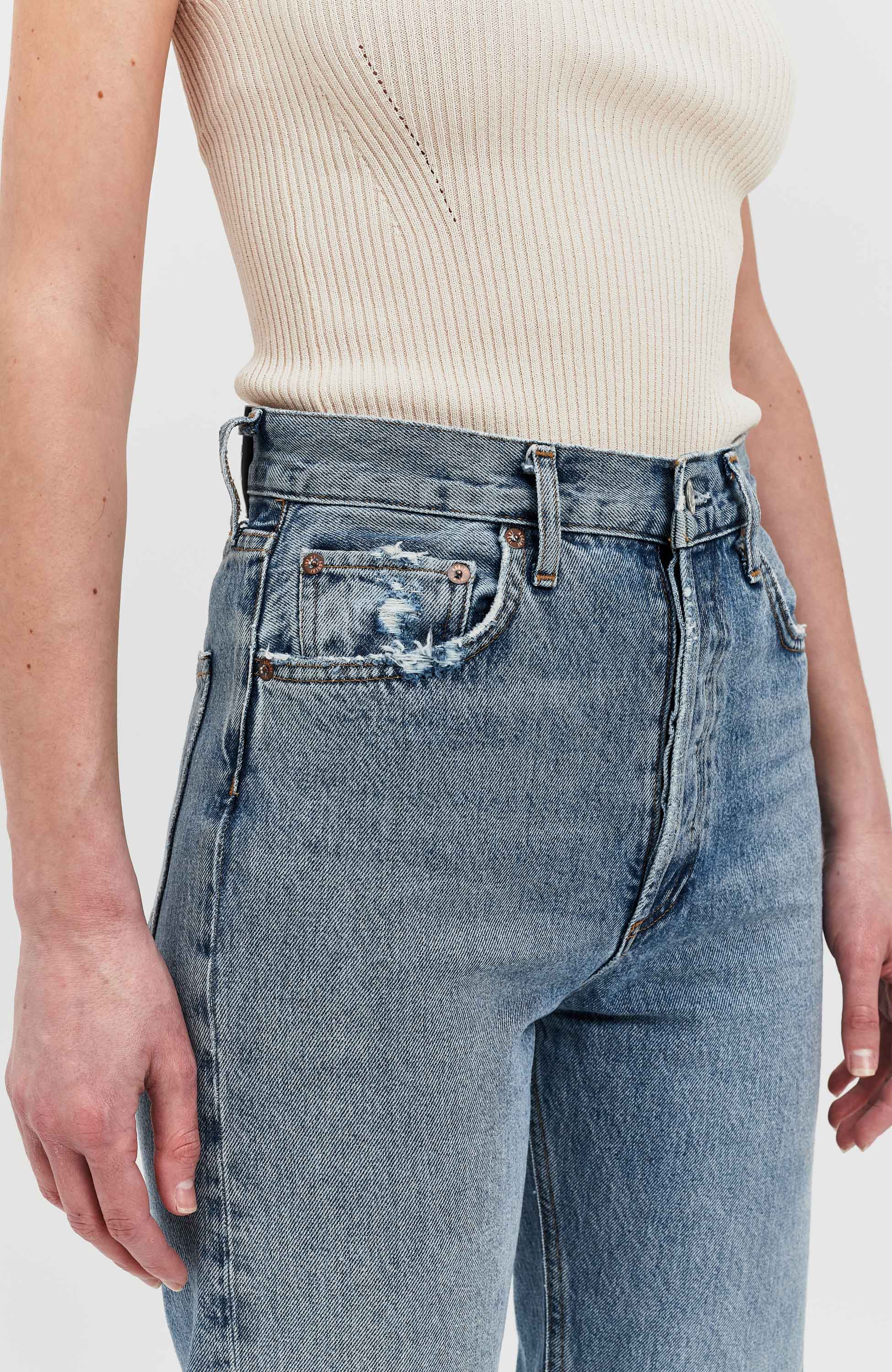 Agolde Blue Ripped high-rise straight jeans 90's pinch image 5