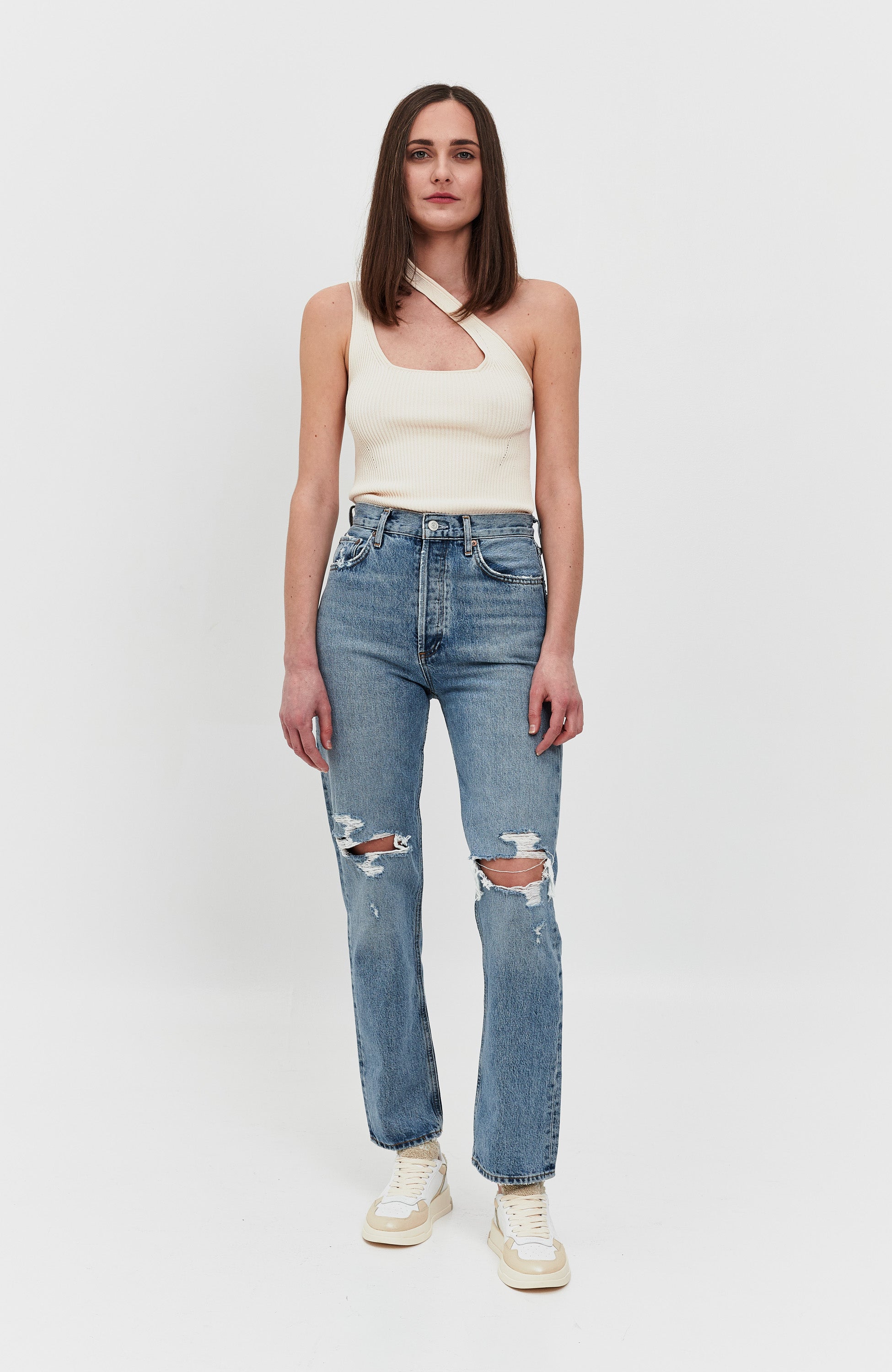 Ripped high-rise straight jeans 90'S PINCH