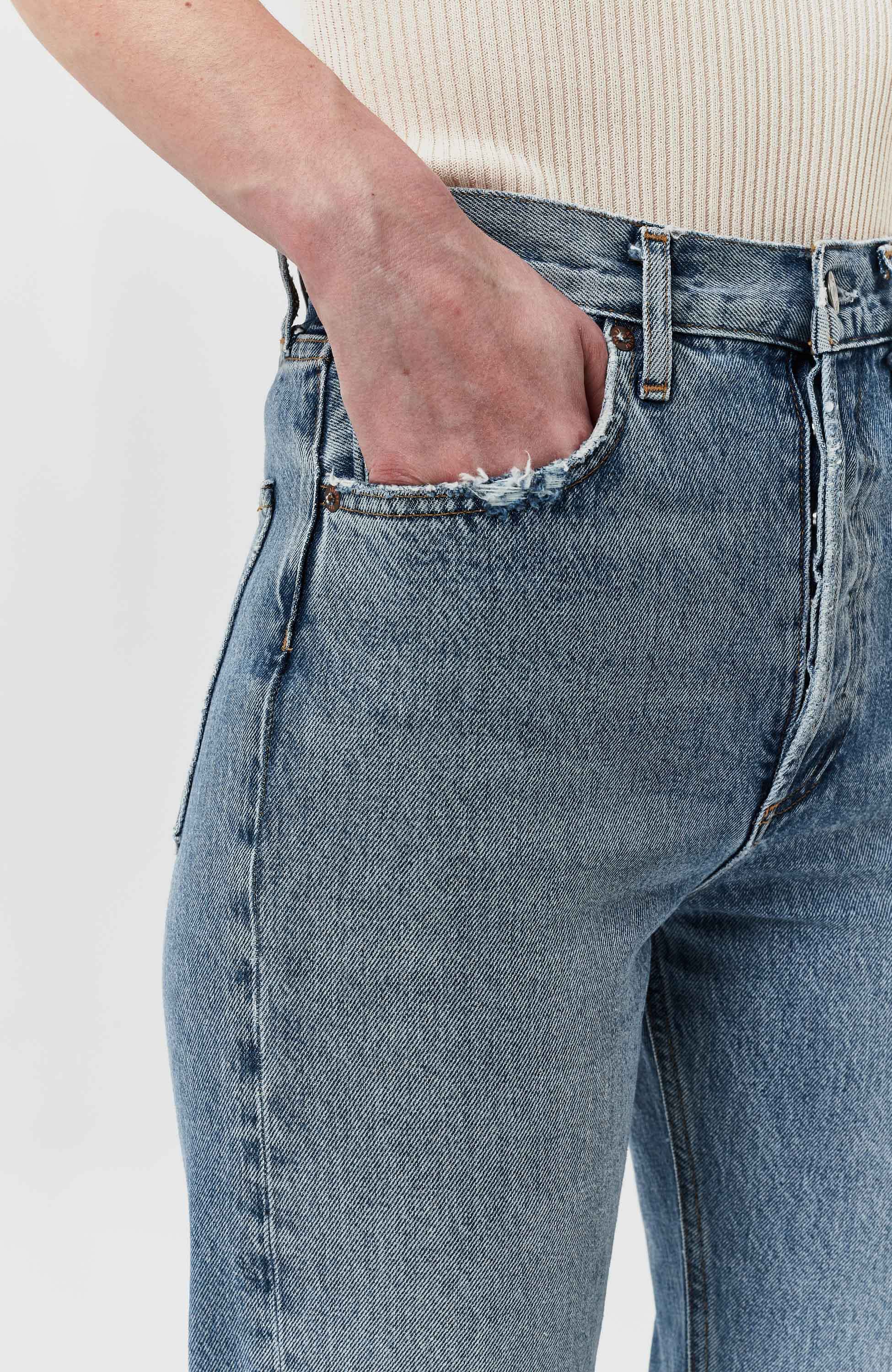 Agolde Blue Ripped high-rise straight jeans 90's pinch image 6