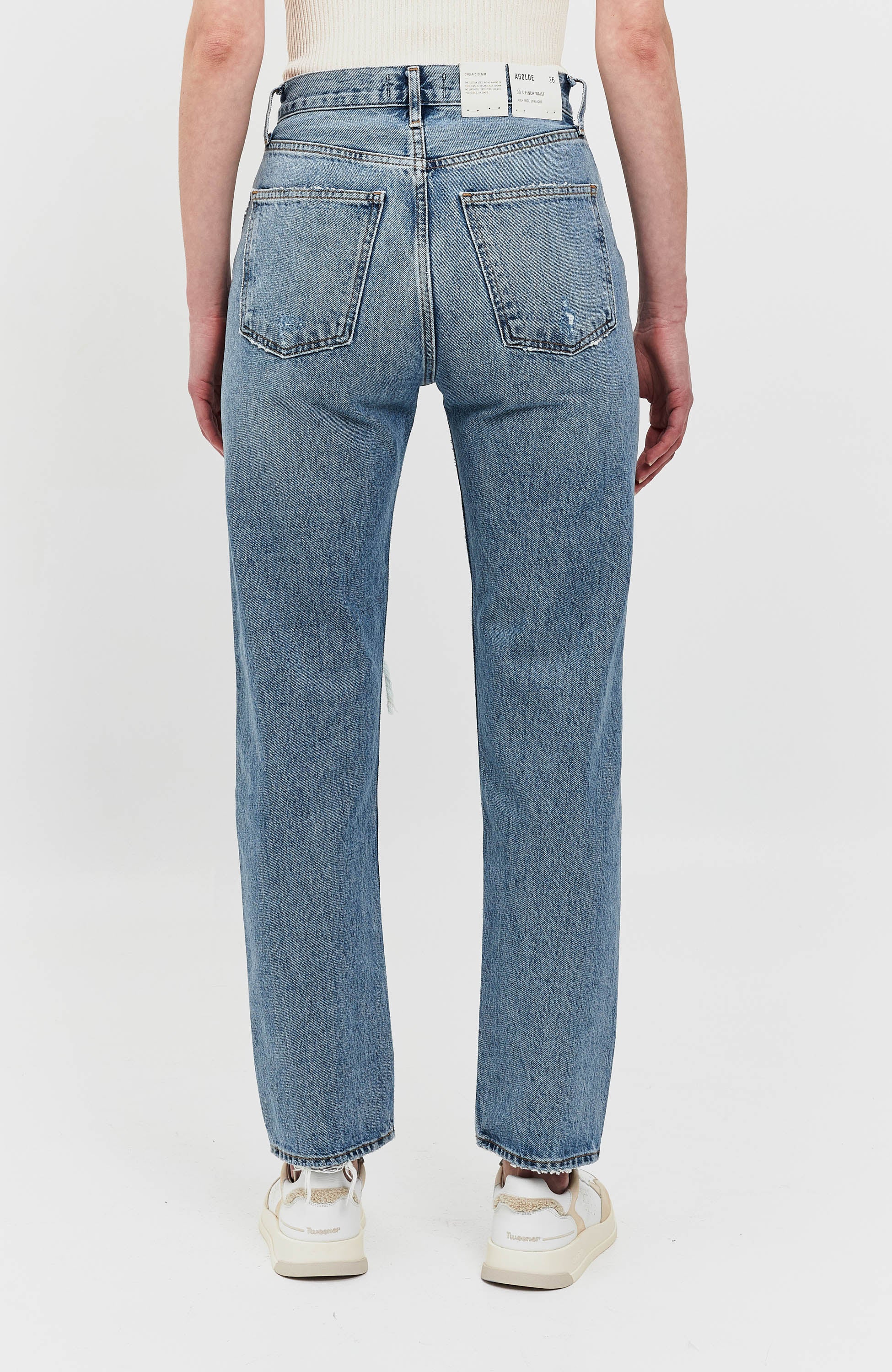 Agolde Blue Ripped high-rise straight jeans 90's pinch image 4