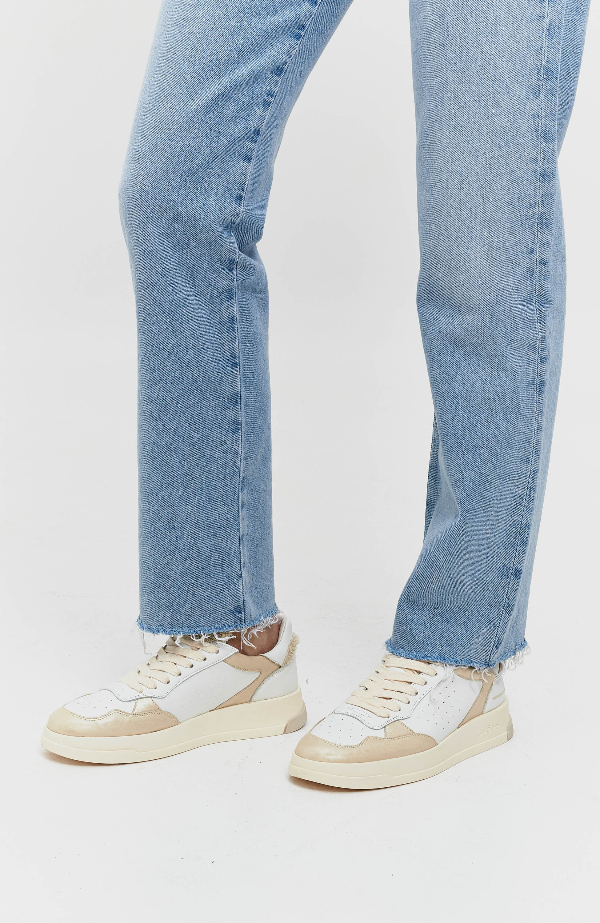 Textured-trim leather sneakers TWEENER