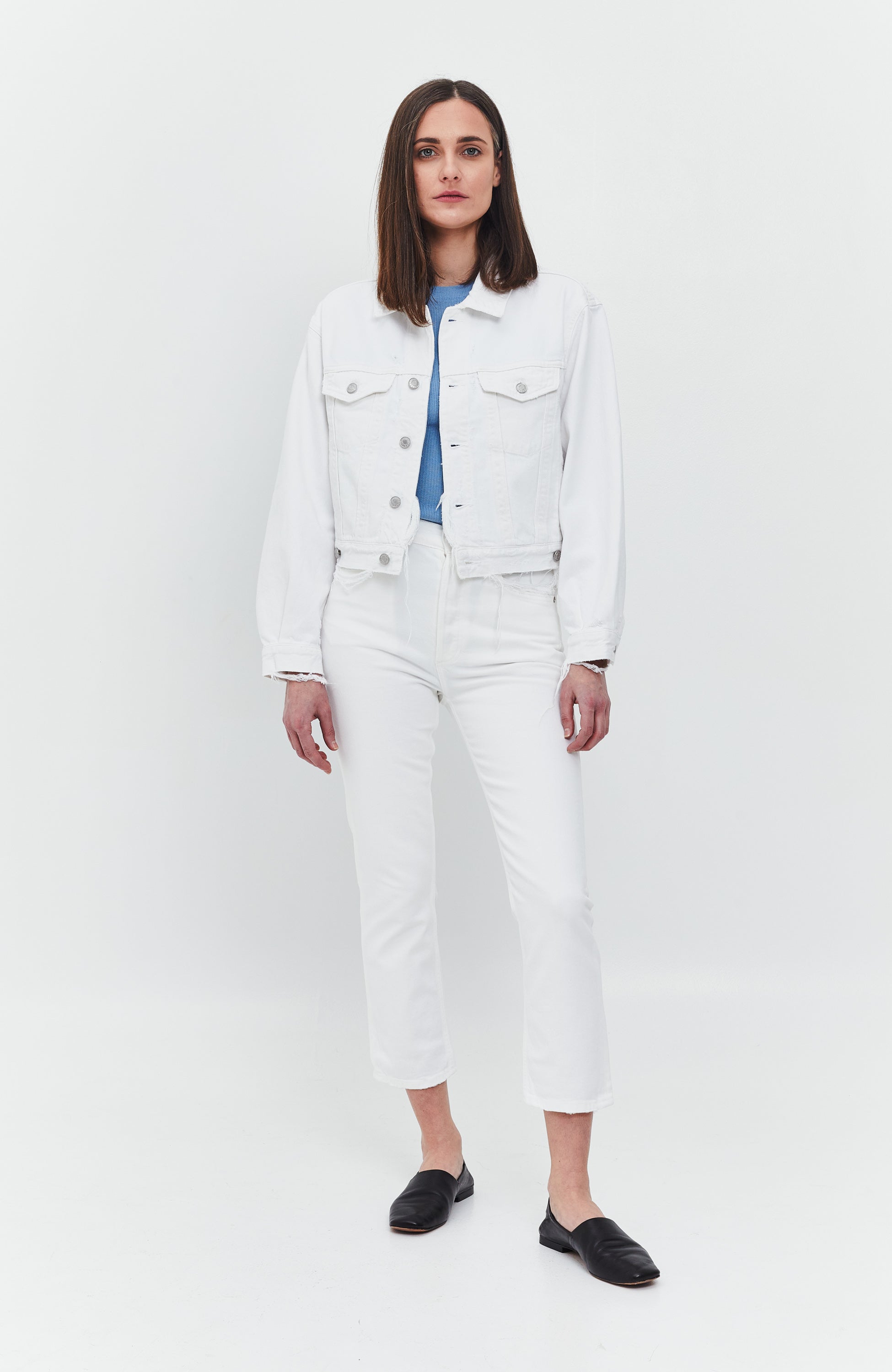 Agolde White Shrunken denim jacket charli image 5