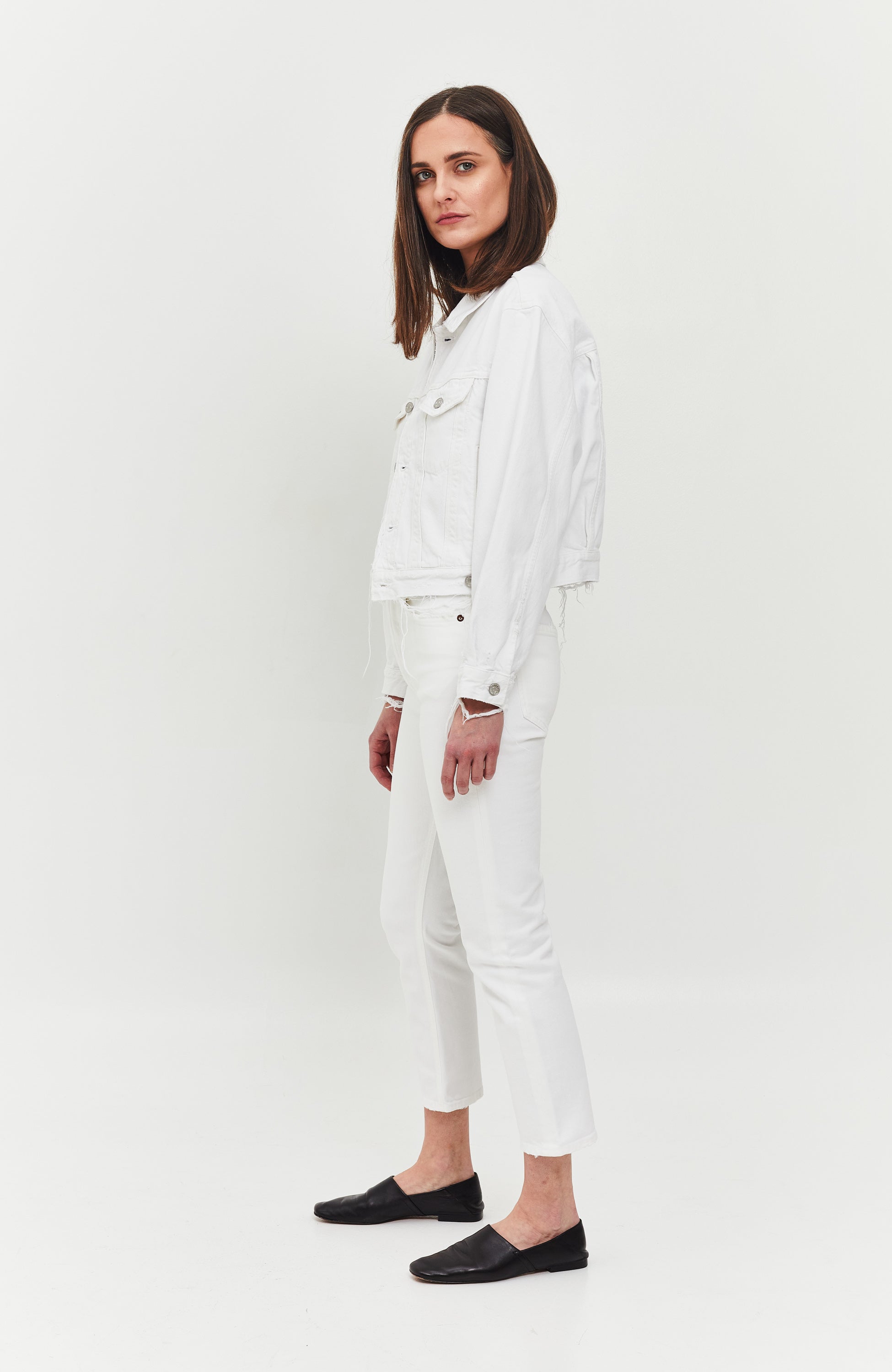 Agolde White Shrunken denim jacket charli image 6