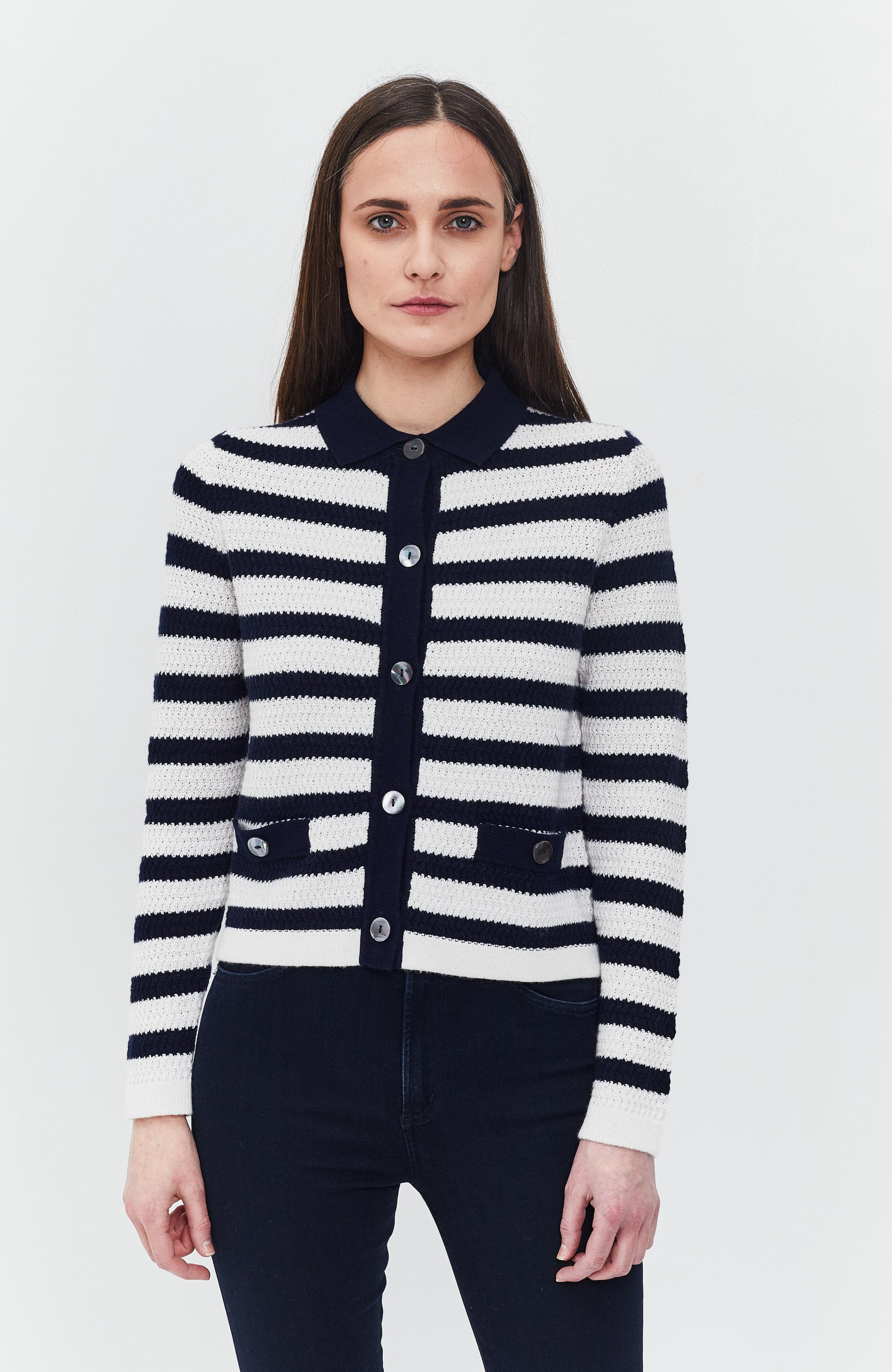 Striped cardigan-jacket
