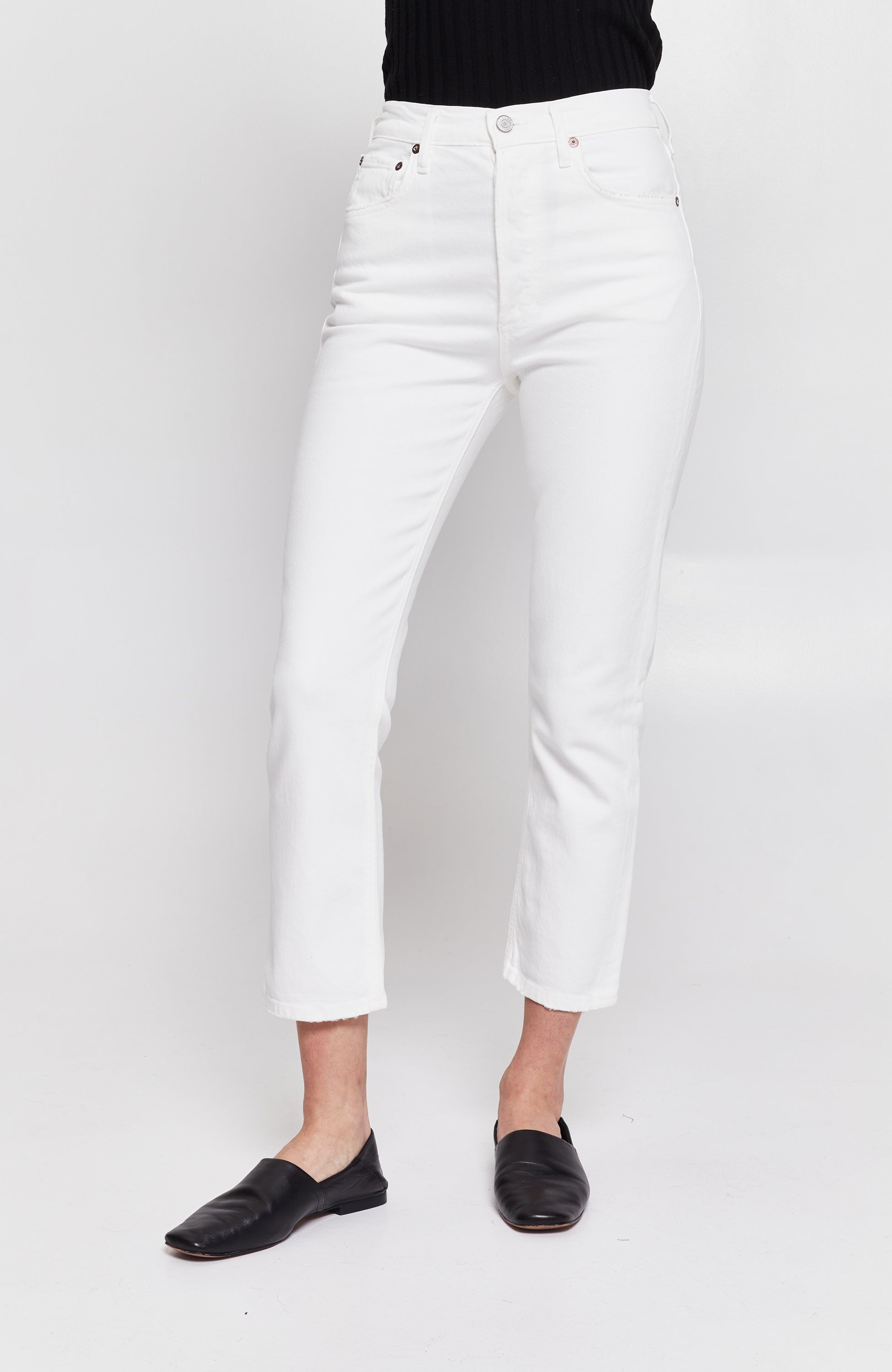 Agolde White Straight cropped jeans riley image 3