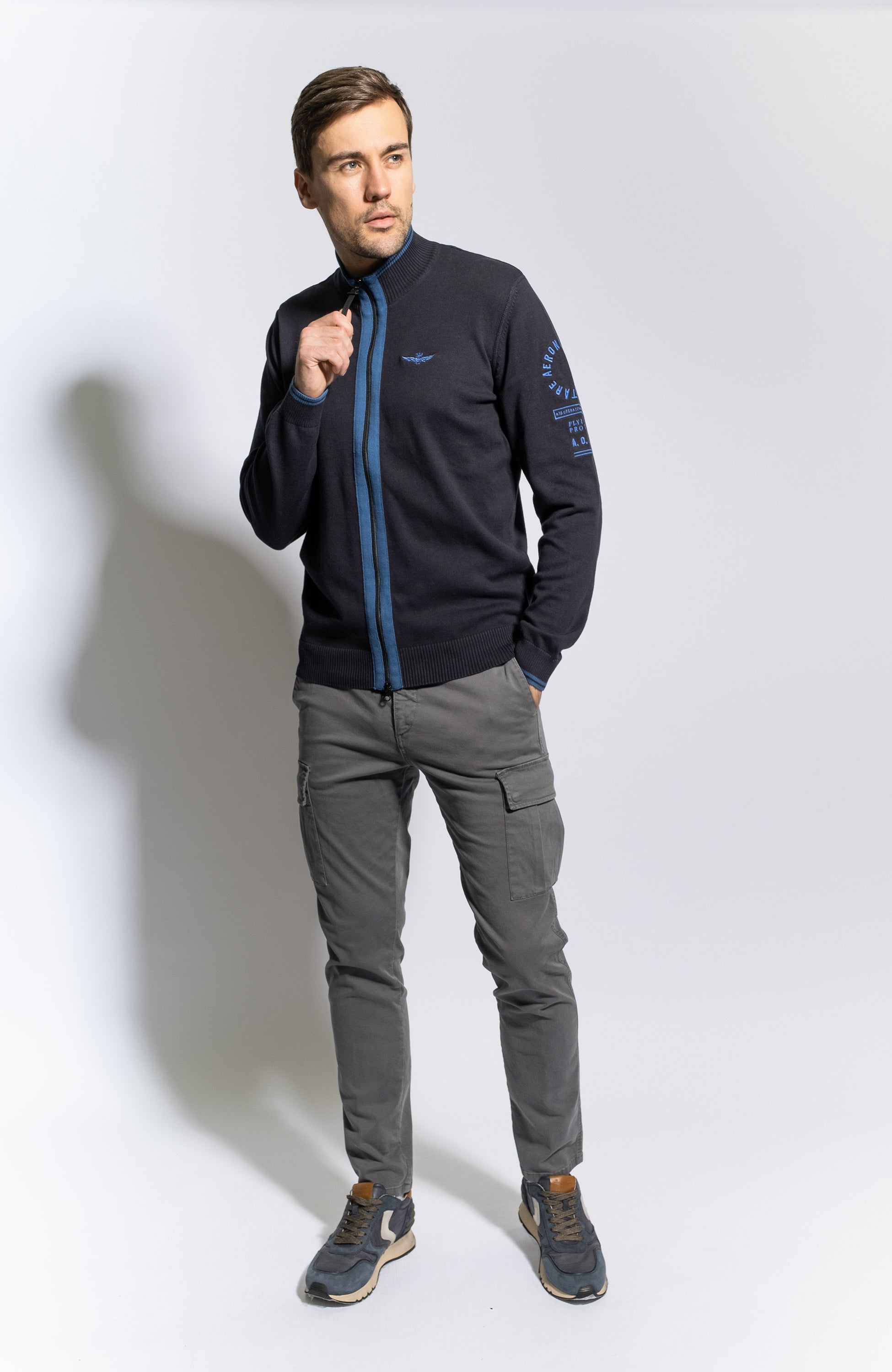 Aeronautica militare Navy Two-tone zipped cardigan image 4