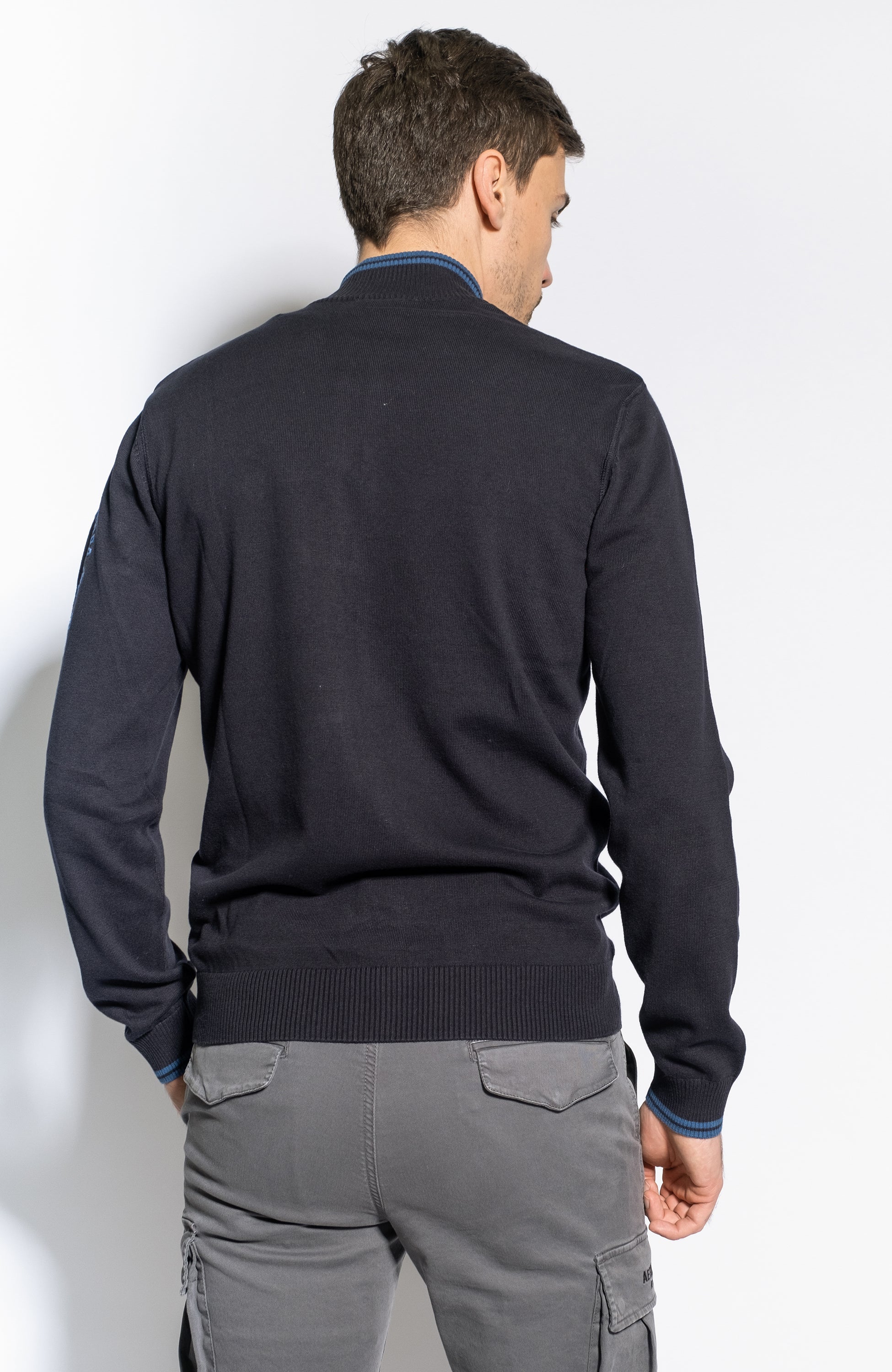 Aeronautica militare Navy Two-tone zipped cardigan image 3