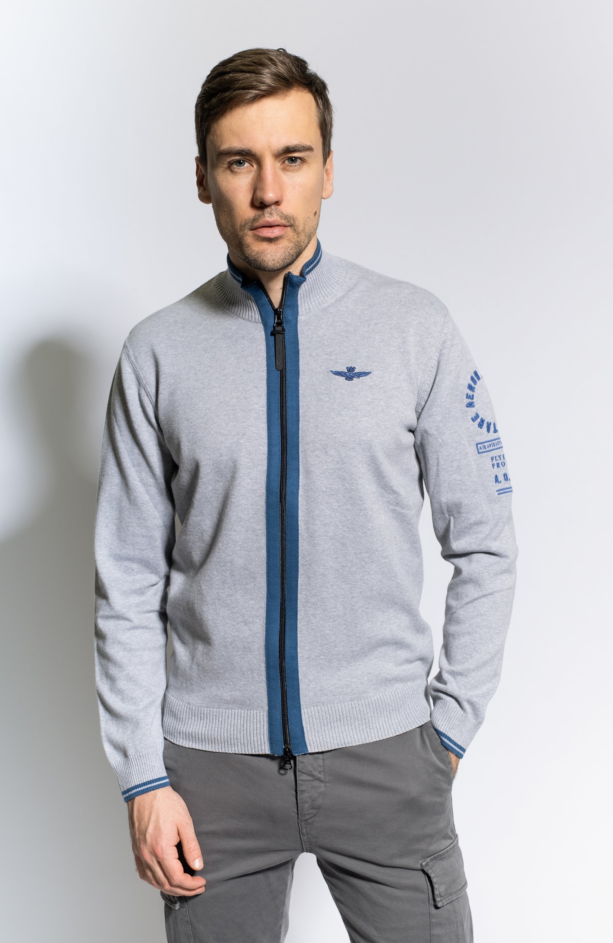 Zipped cotton sweater AERONAUTICA MILITARE for men