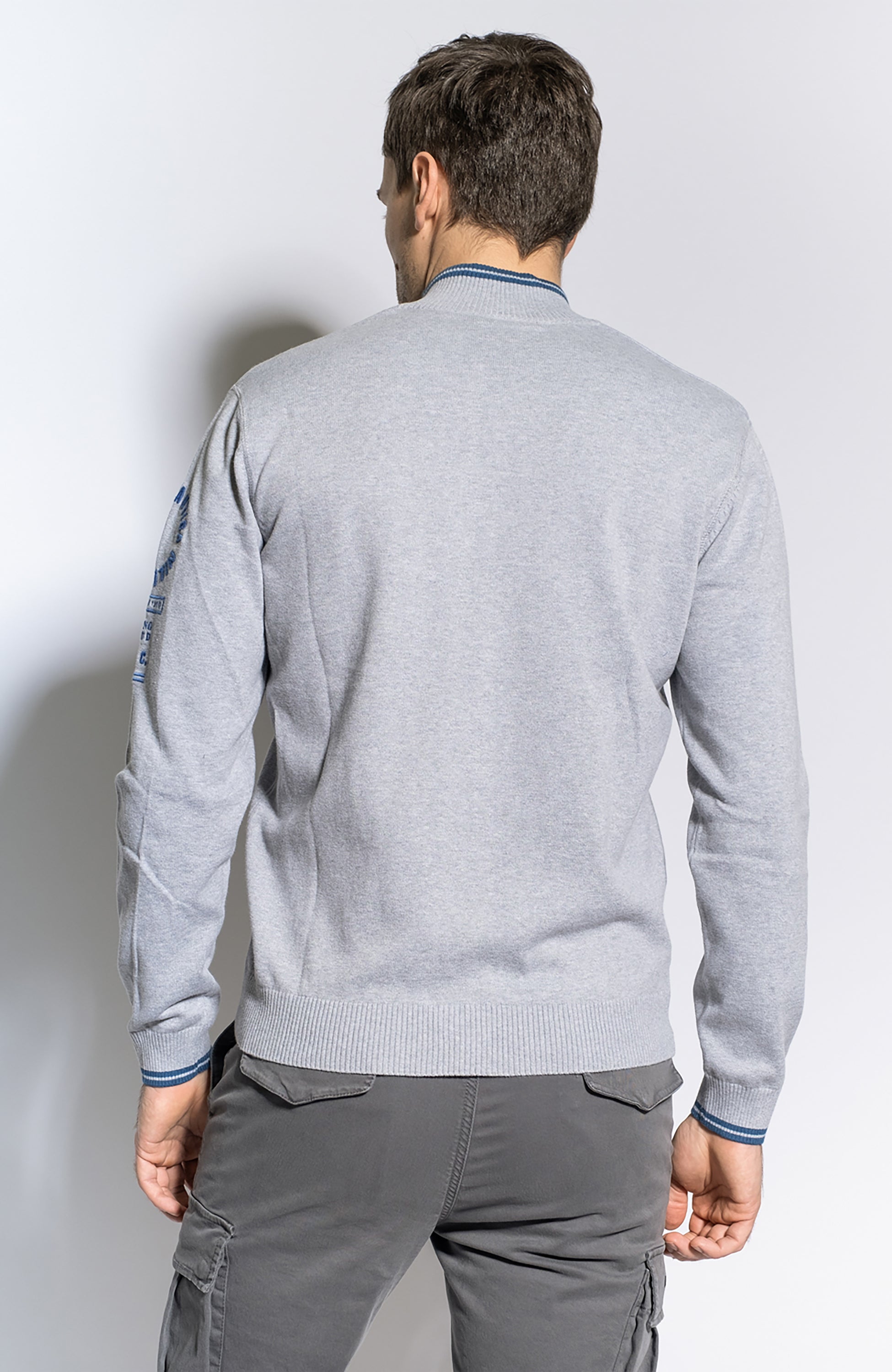Aeronautica militare Grey Two-tone zipped cardigan image 3