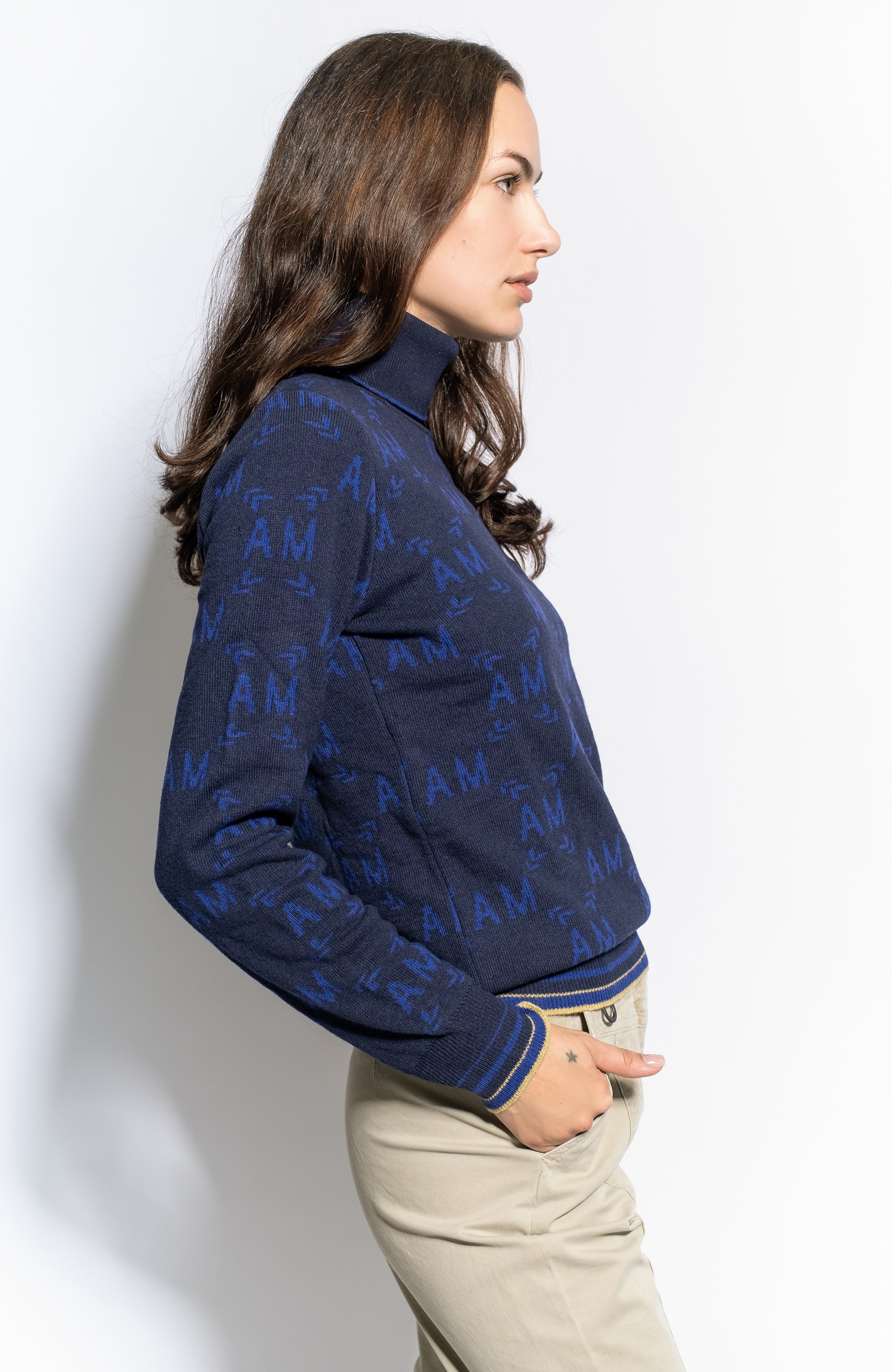 Aeronautica militare Blue Sweter z golfem image 3