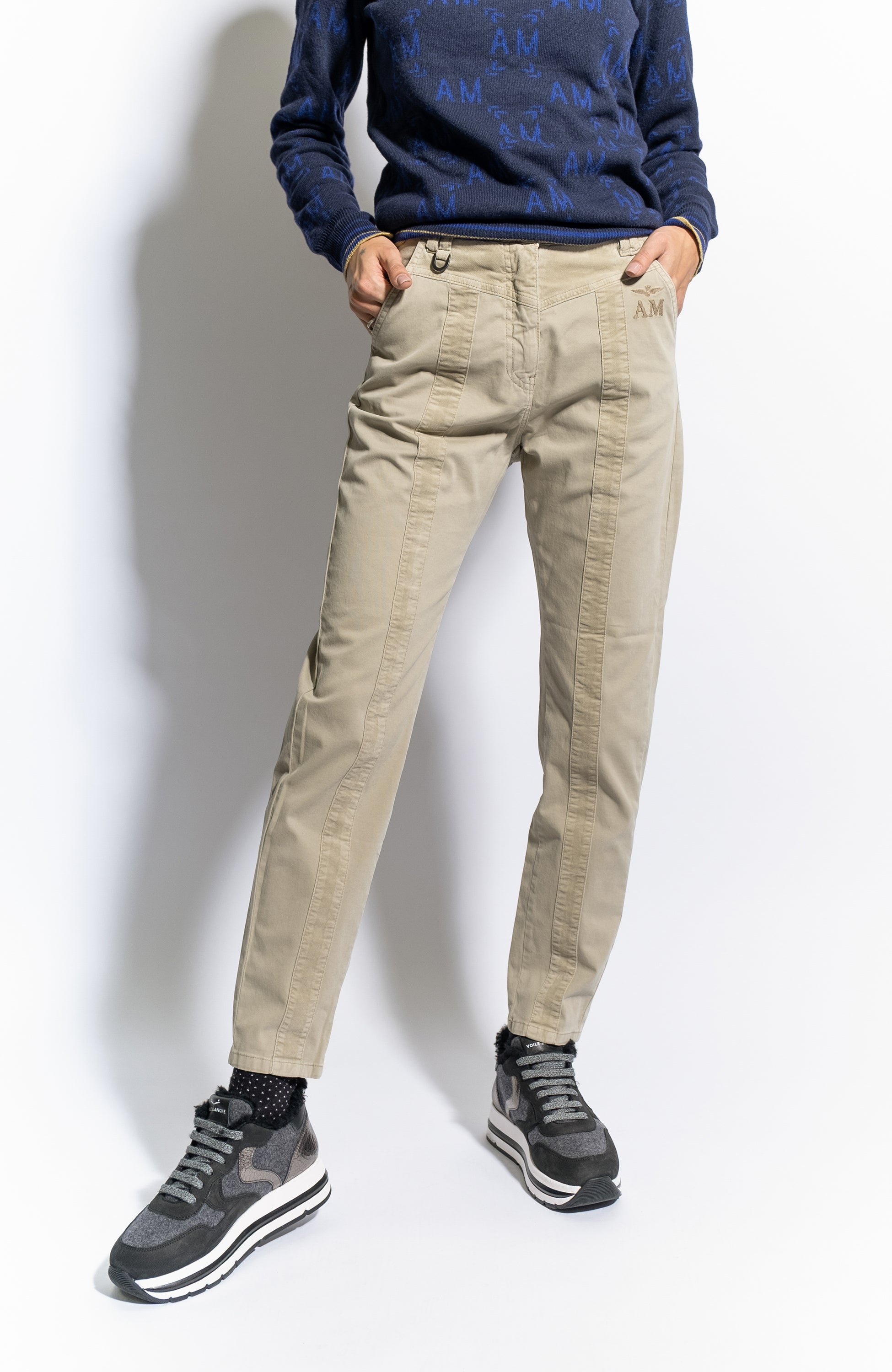 Aeronautica militare Beige Avarad puuvillased püksid image 2