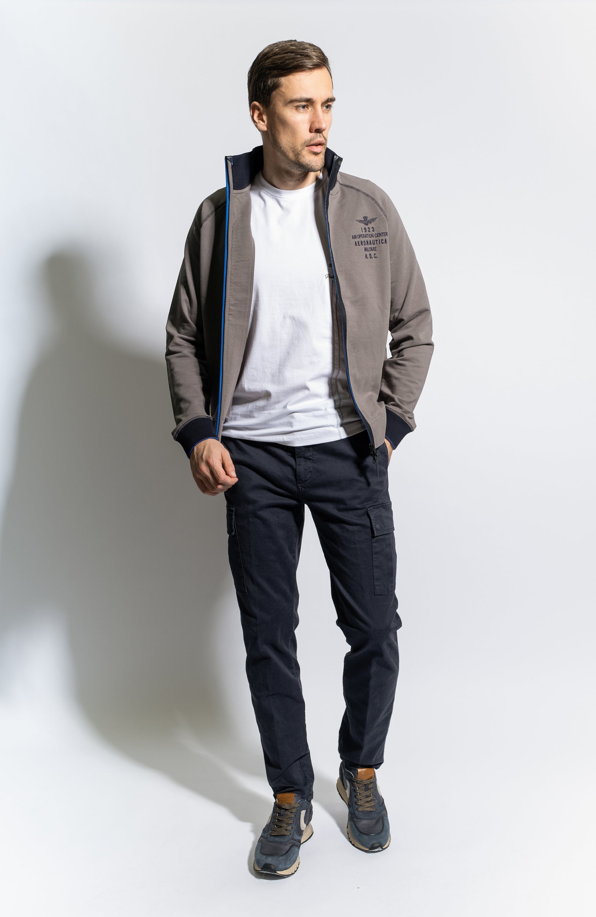 Aeronautica militare Grey Two-tone zipped sweatshirt image 3