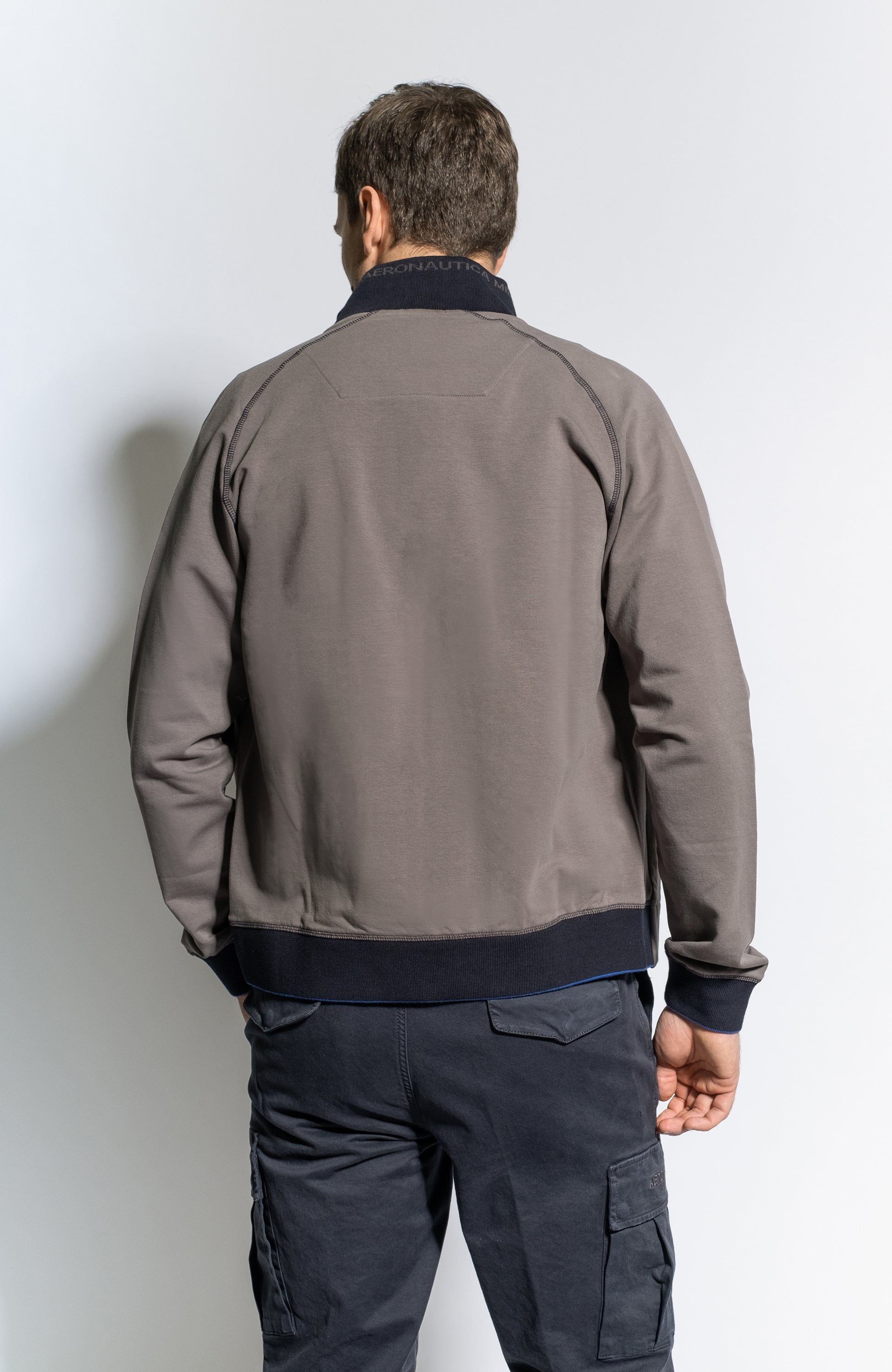 Aeronautica militare Grey Two-tone zipped sweatshirt image 2