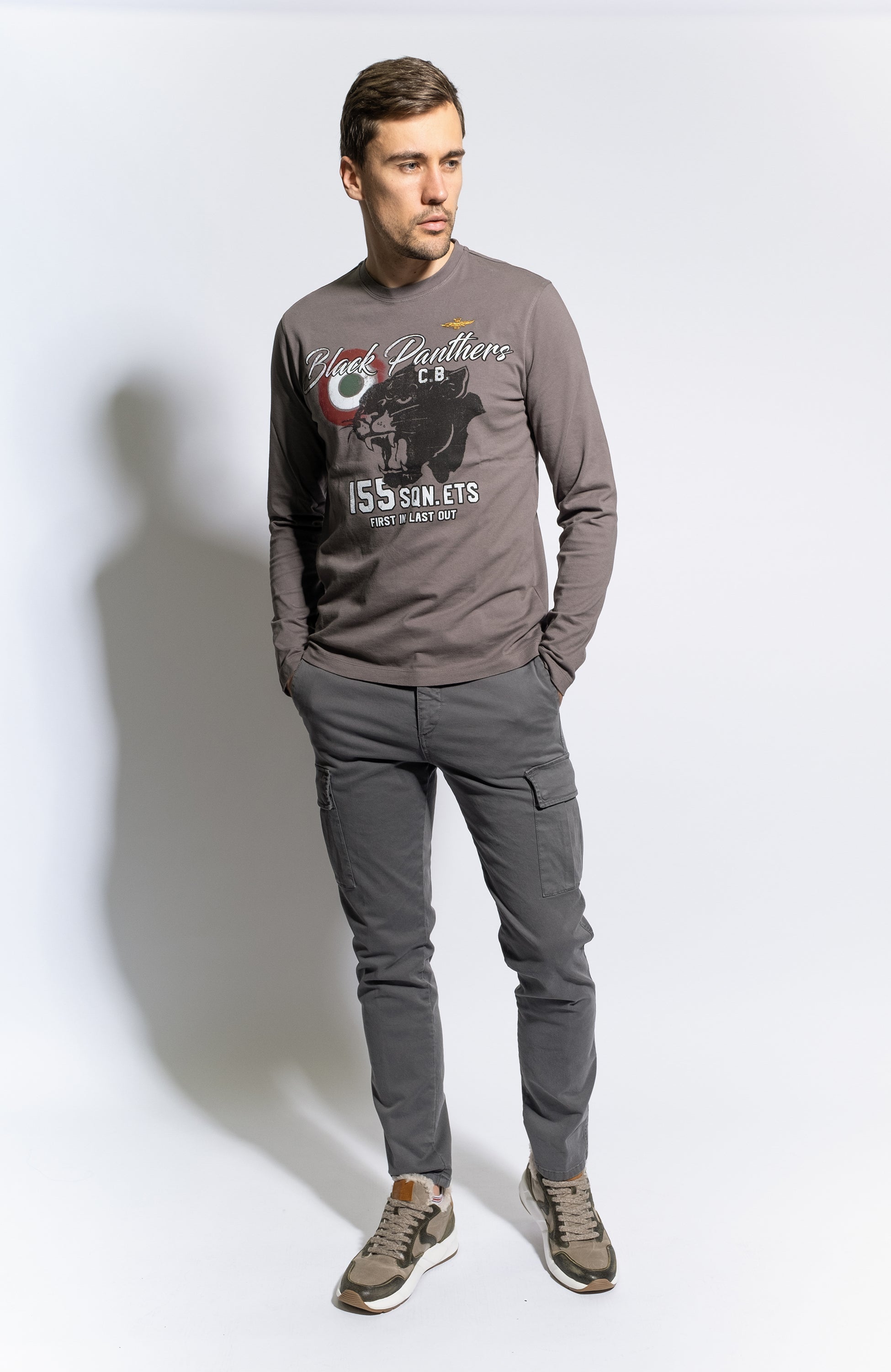 Aeronautica militare Grey Printed longsleeve t-shirt image 3