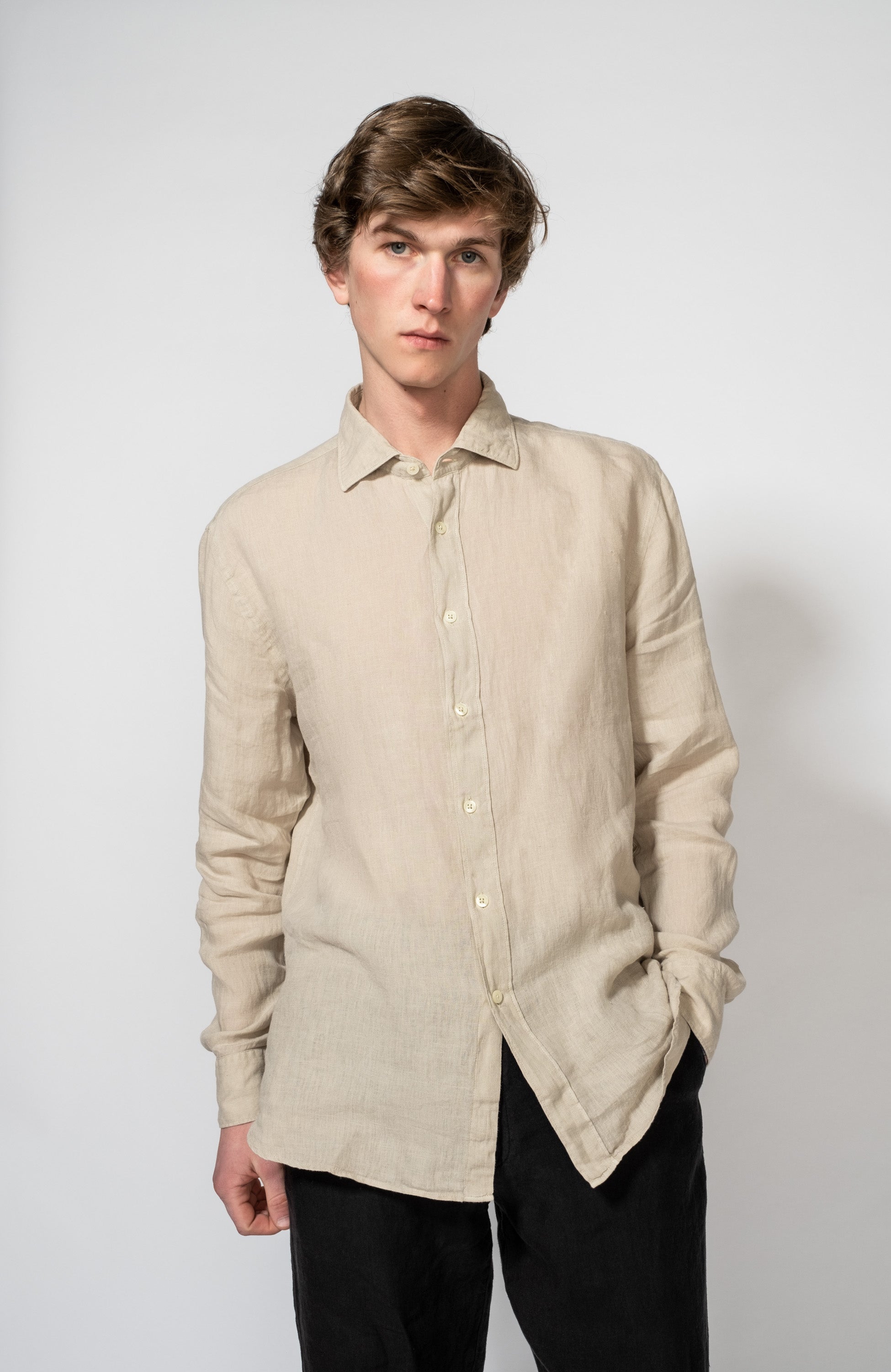 Long sleeve linen shirt SLIM FIT 120% LINO