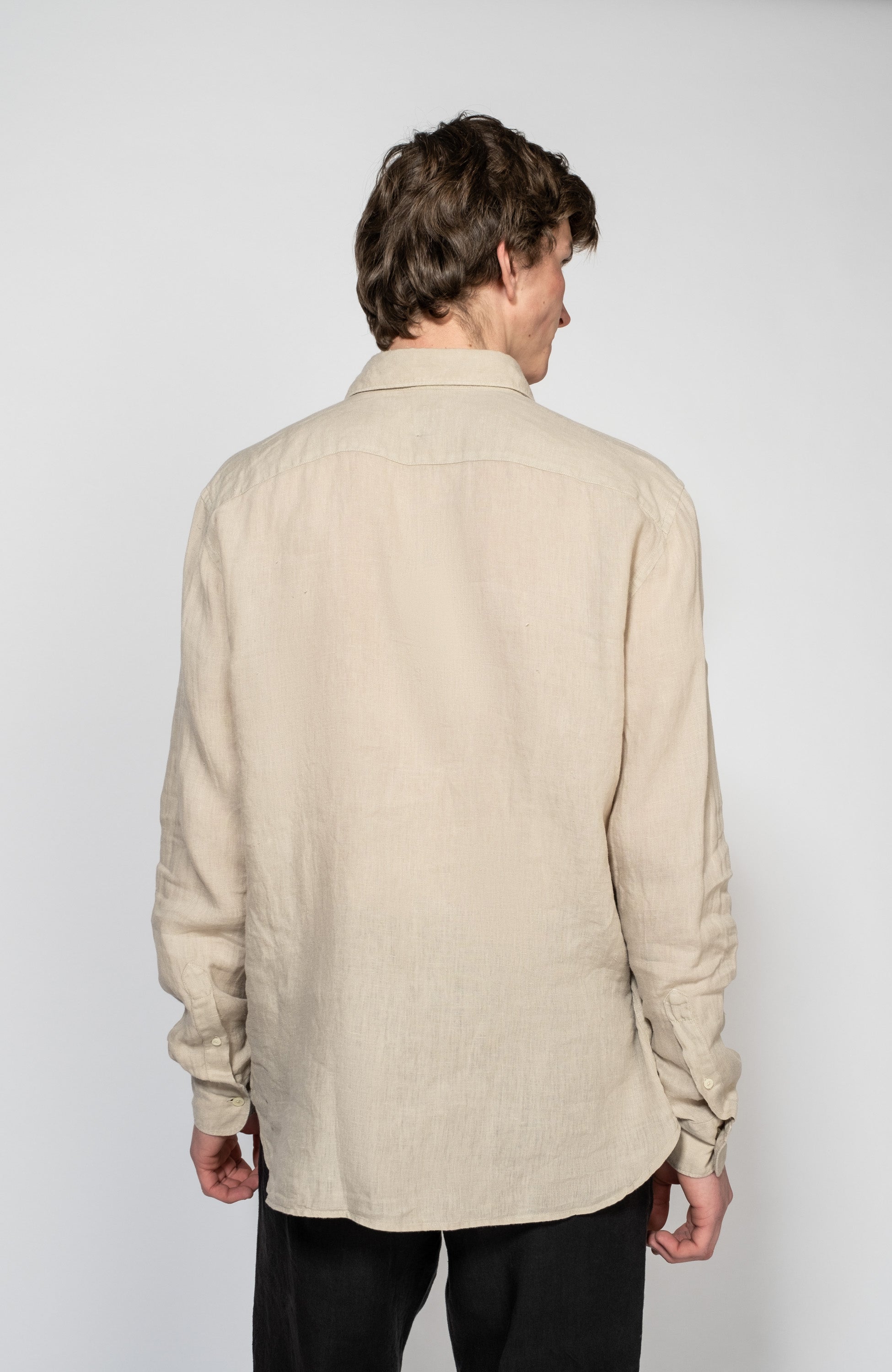 120% lino Beige Long sleeve linen shirt image 3