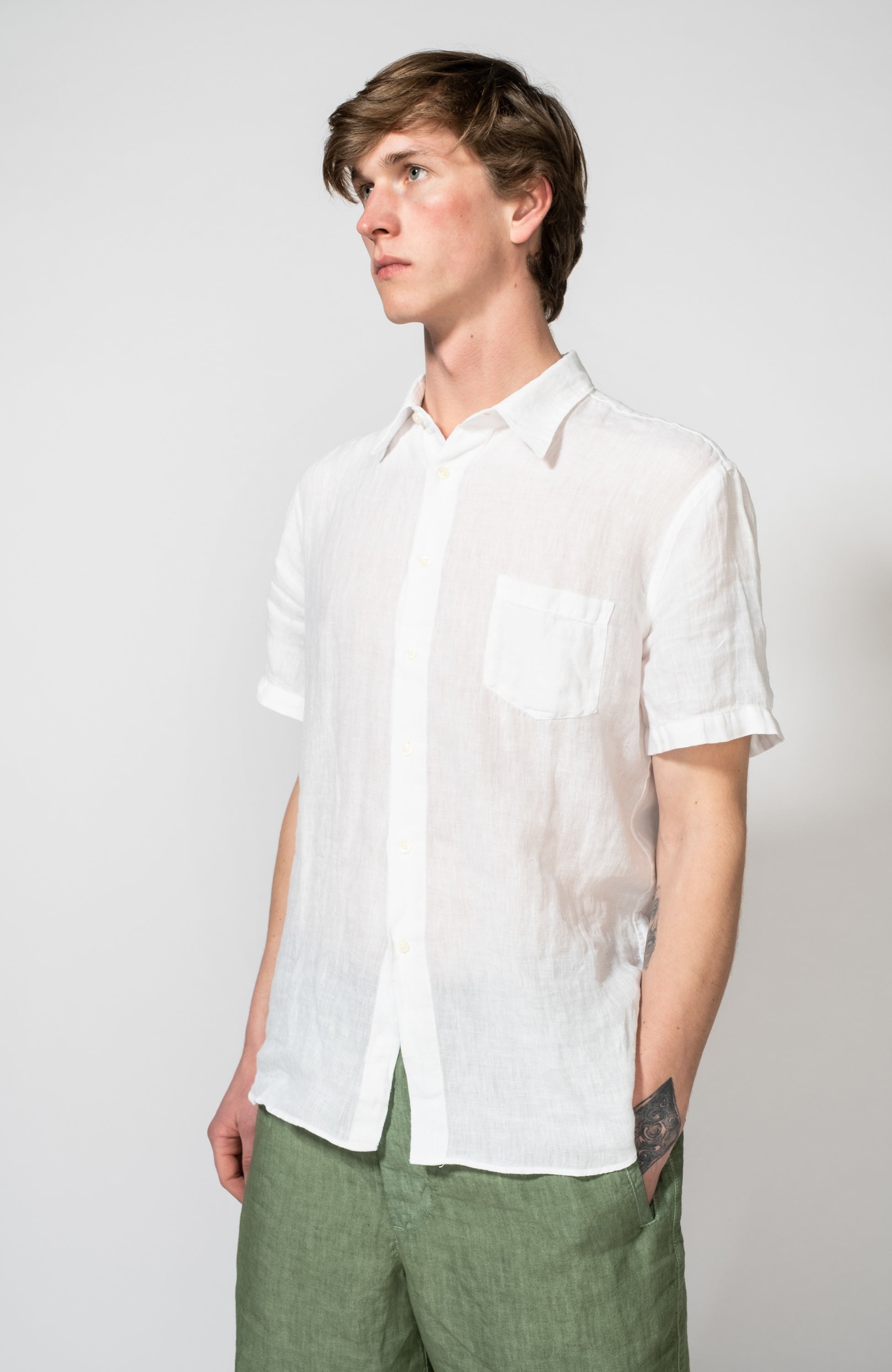 Short sleeve linen shirt REGULAR FIT 120% LINO for men
