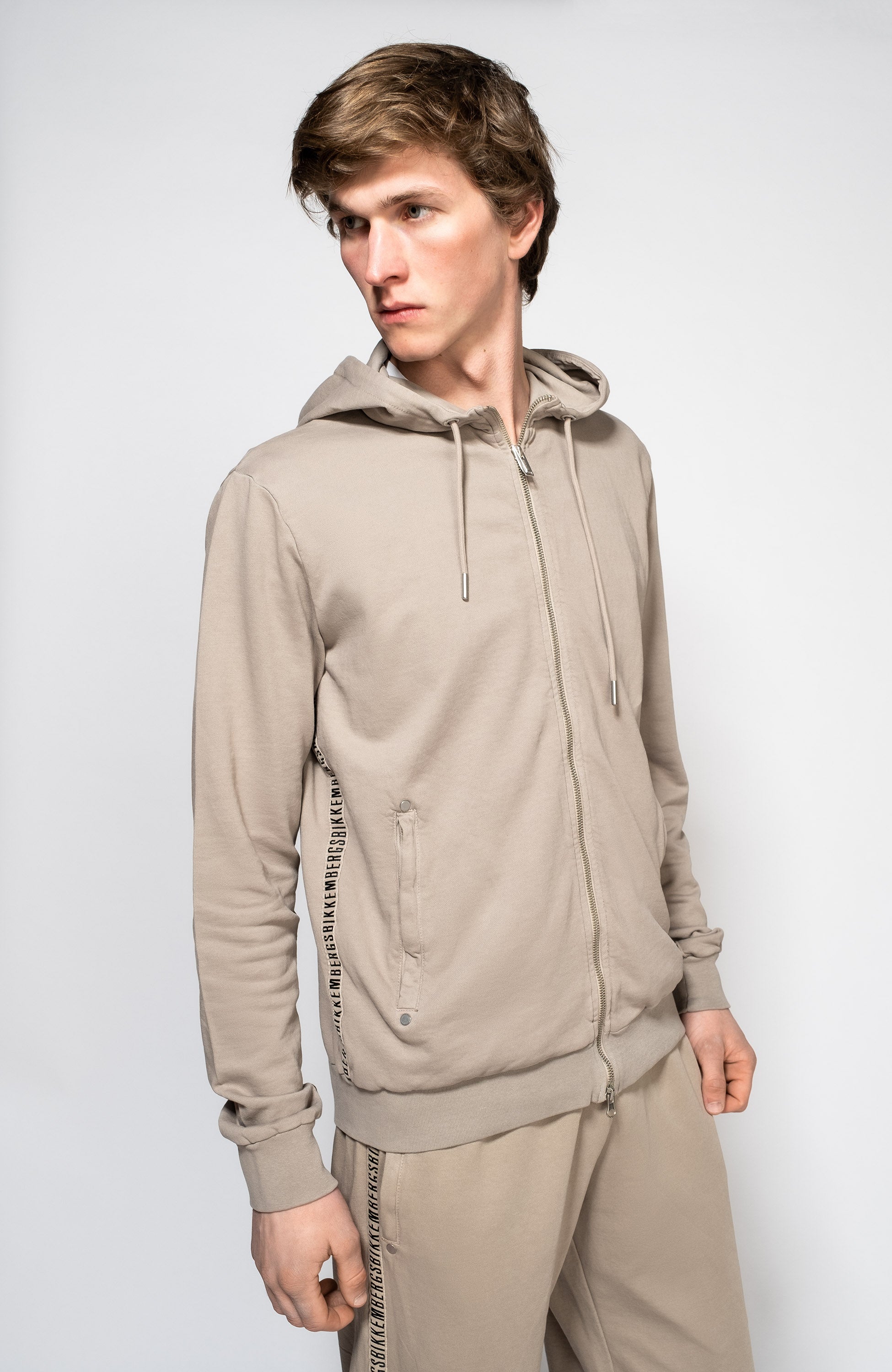 Dirk bikkembergs Beige Embroidered hooded sweatshirt image 3