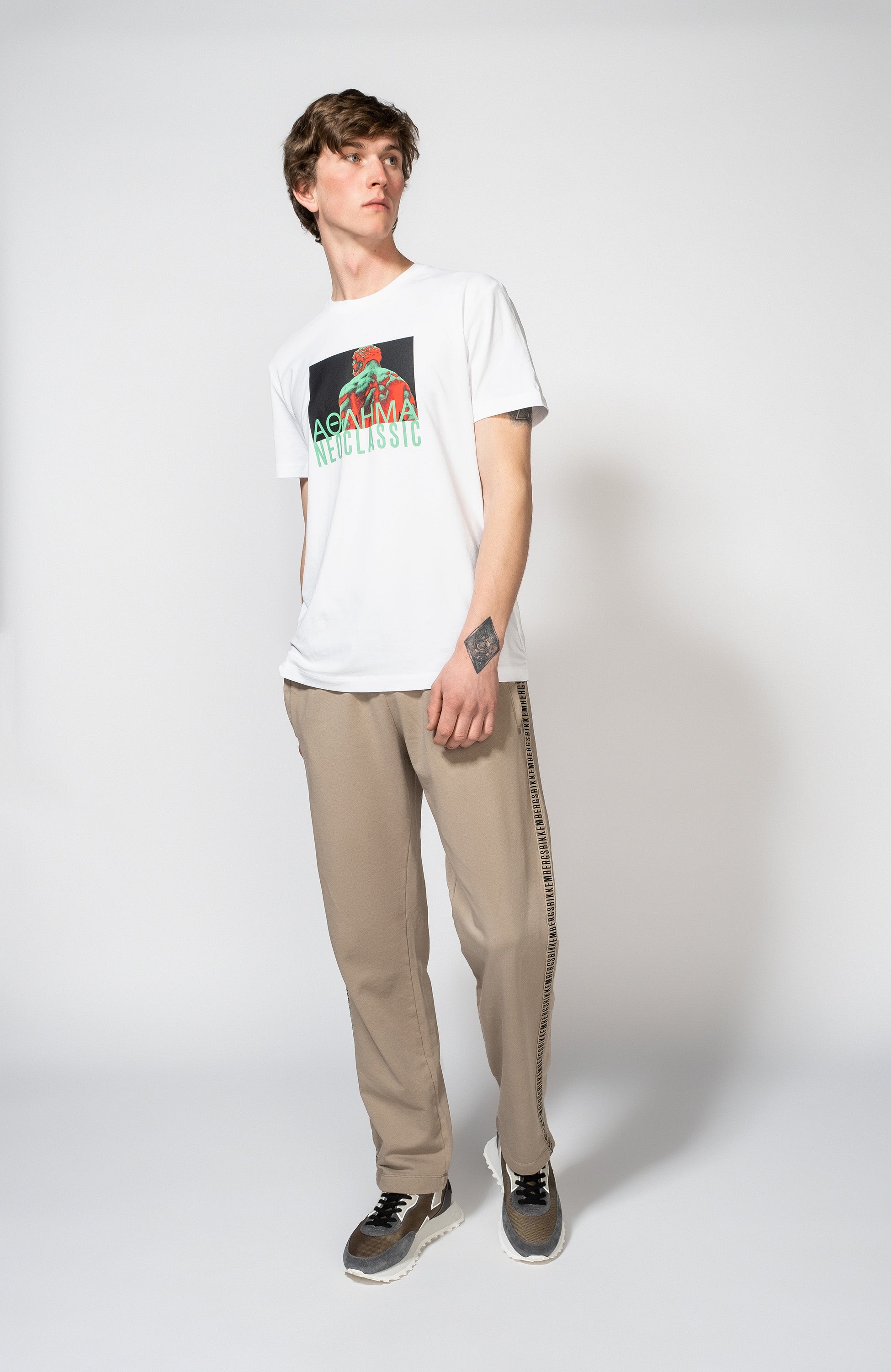 Logo stripe-side sweatpants