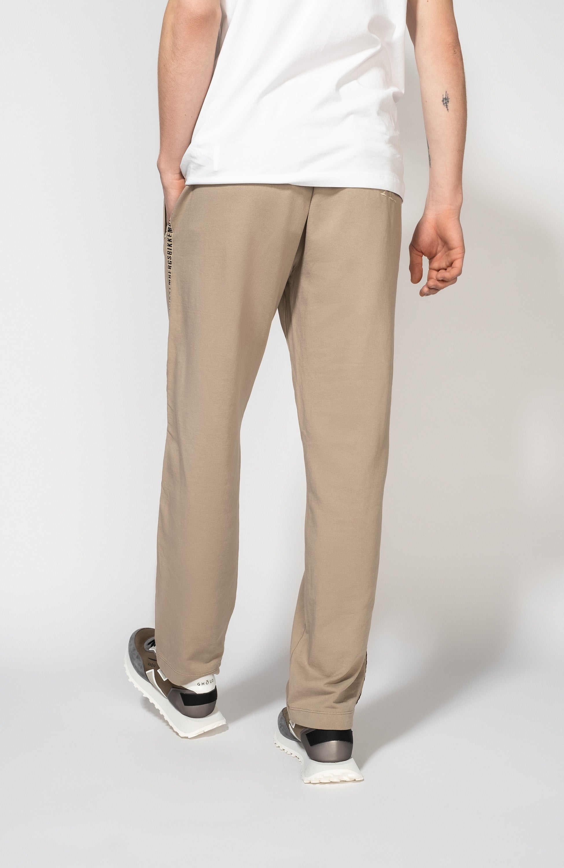 Dirk bikkembergs Beige Dresspüksid logoribaga küljel image 4